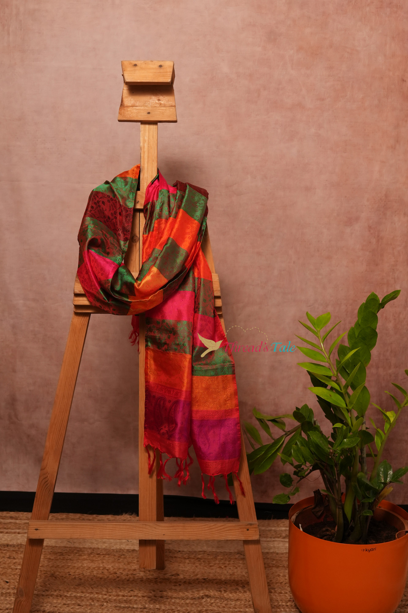 Multi Shaded Brocaded Pure Silk Stole