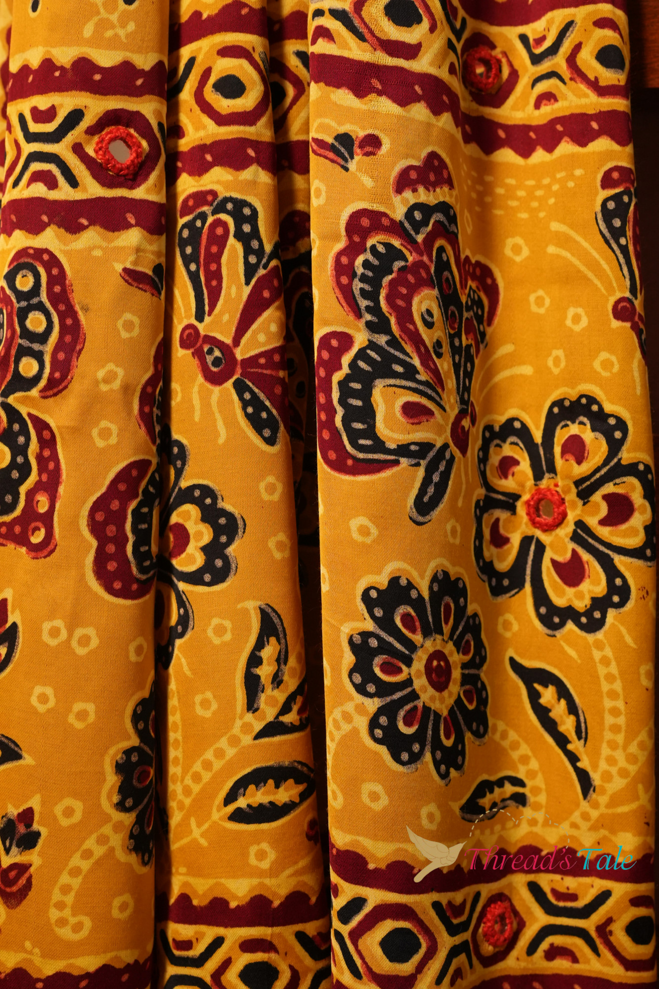 Yellow Handcrafted Ajrakh Model Dupatta