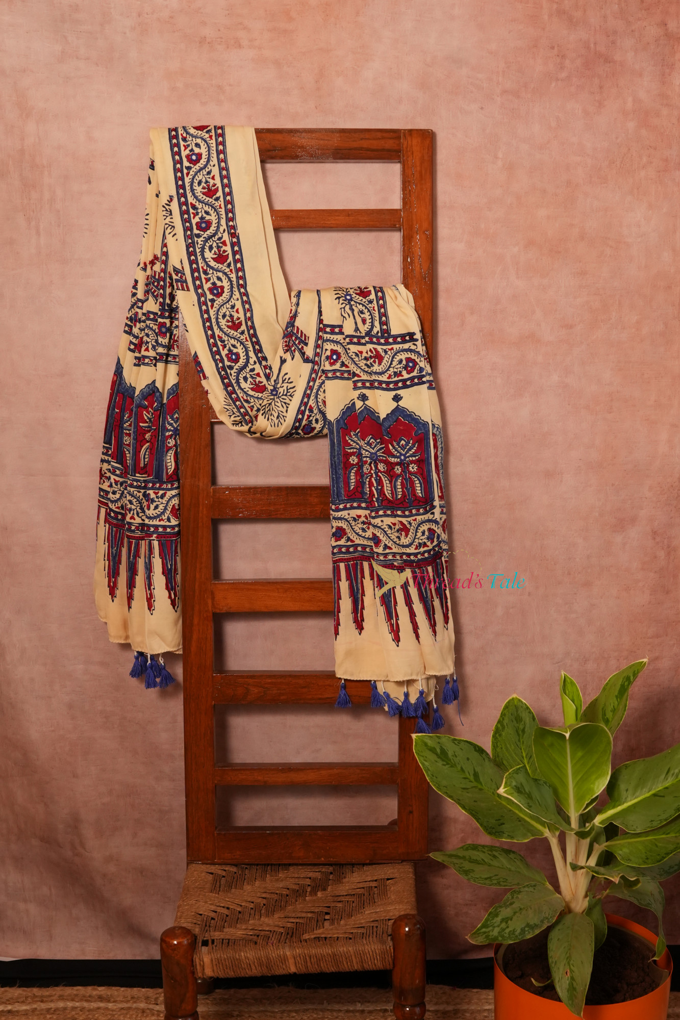Ivory Handcrafted Modal Silk Dupatta