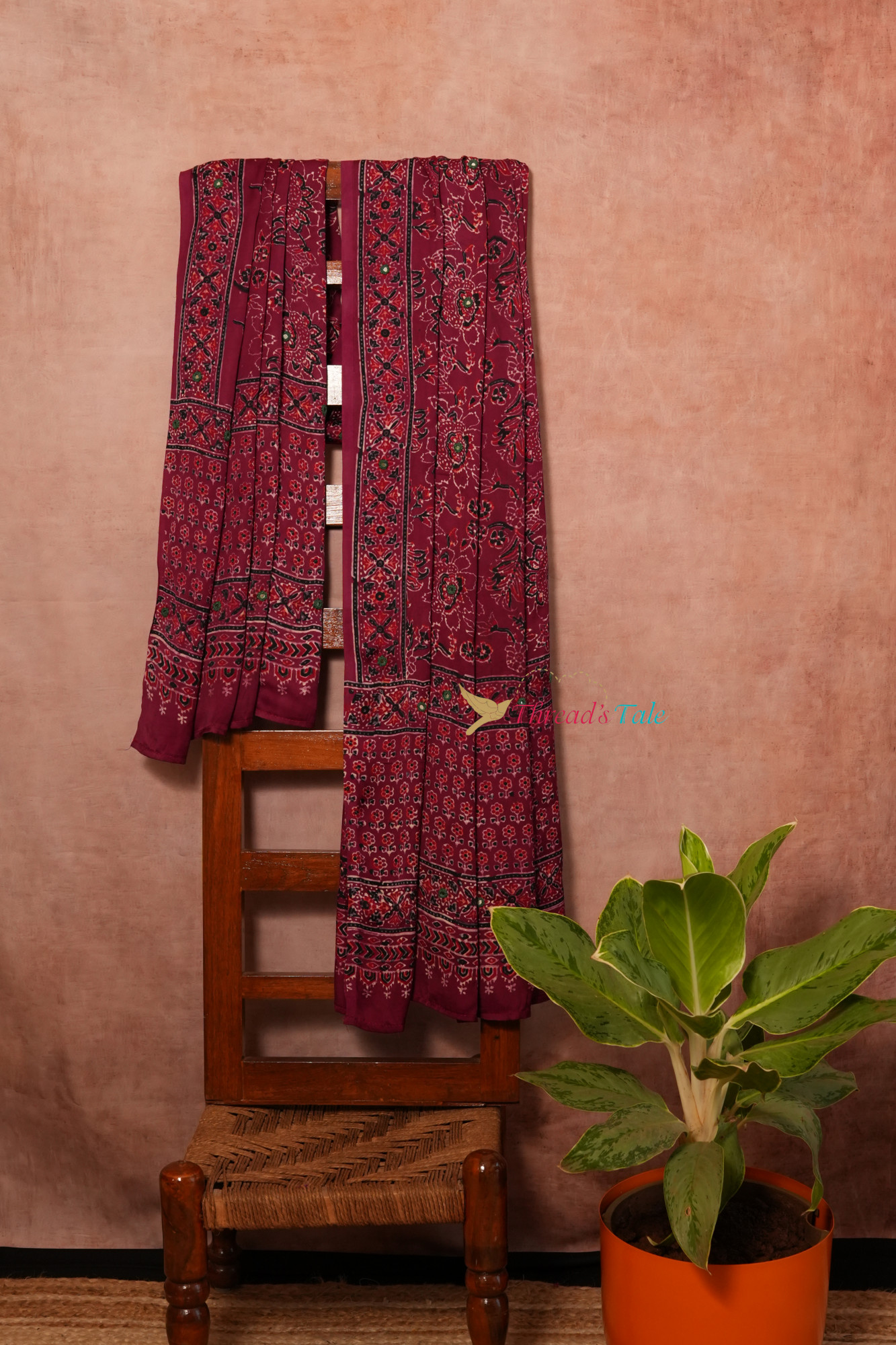 Maroon Handcrafted Modal Silk Dupatta