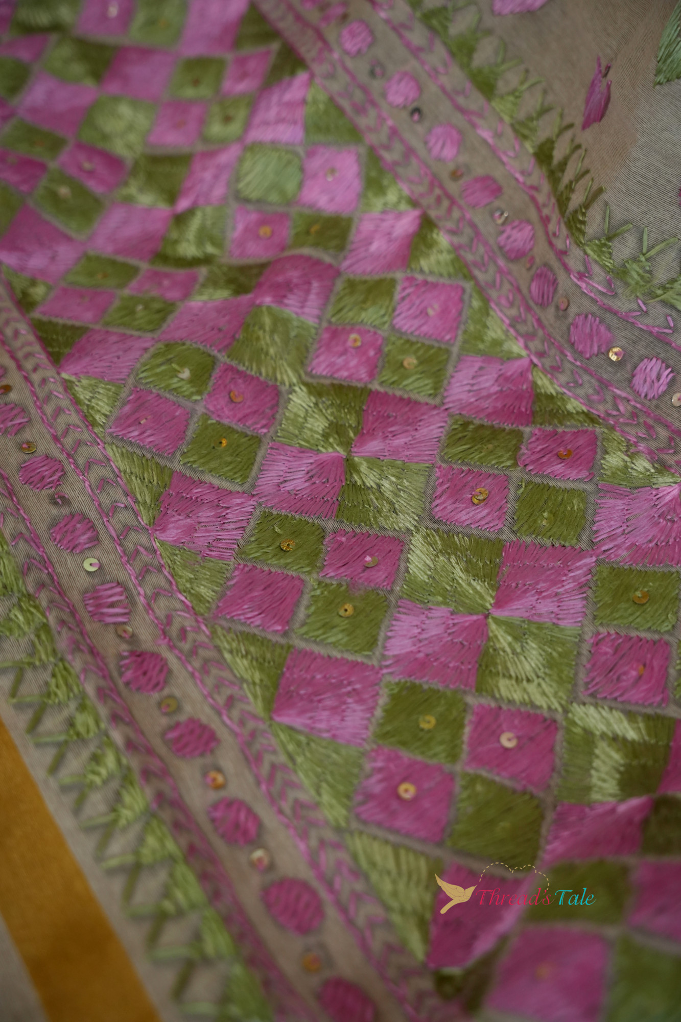 Off White Handcrafted Phulkari Dupatta