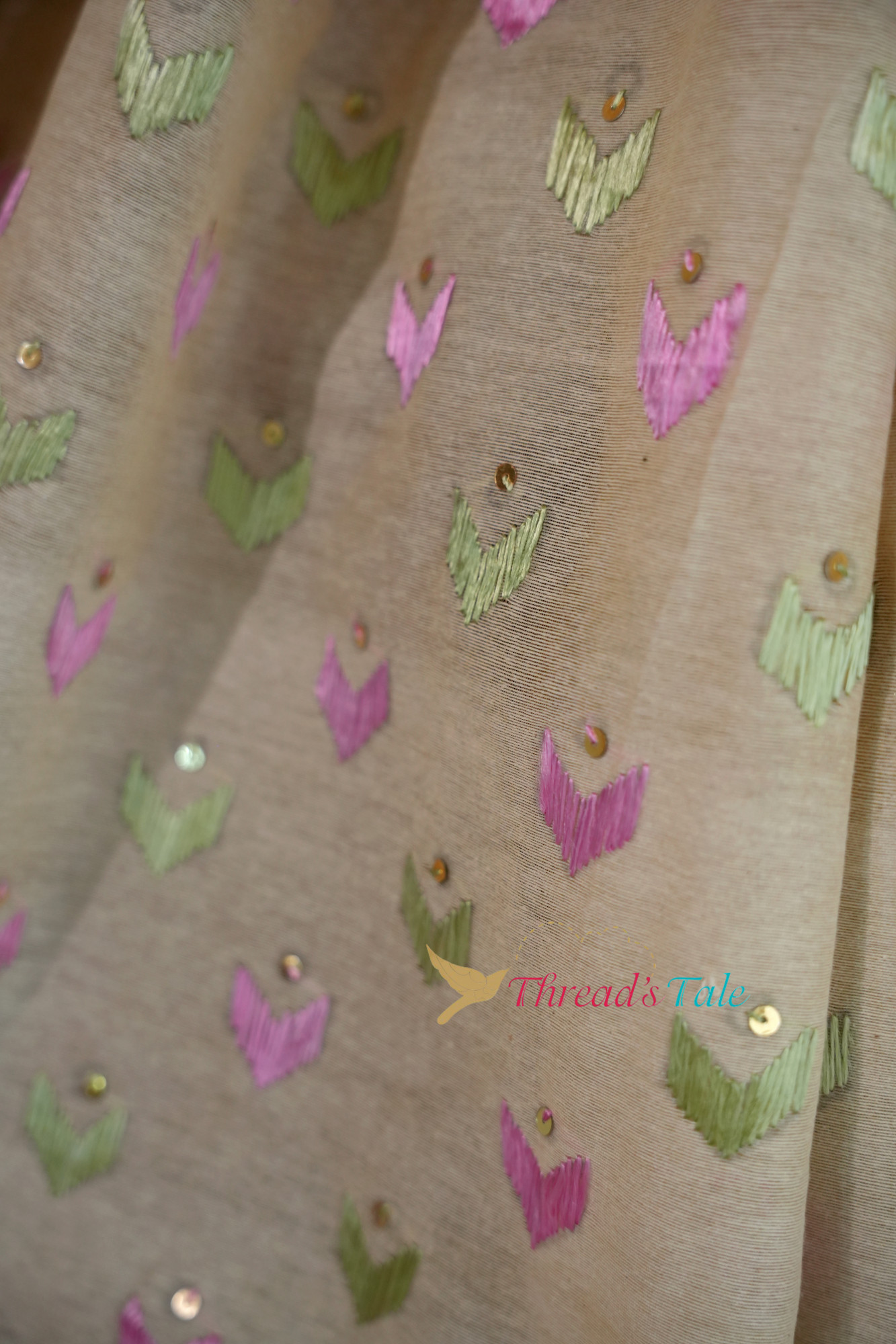 Off White Handcrafted Phulkari Dupatta