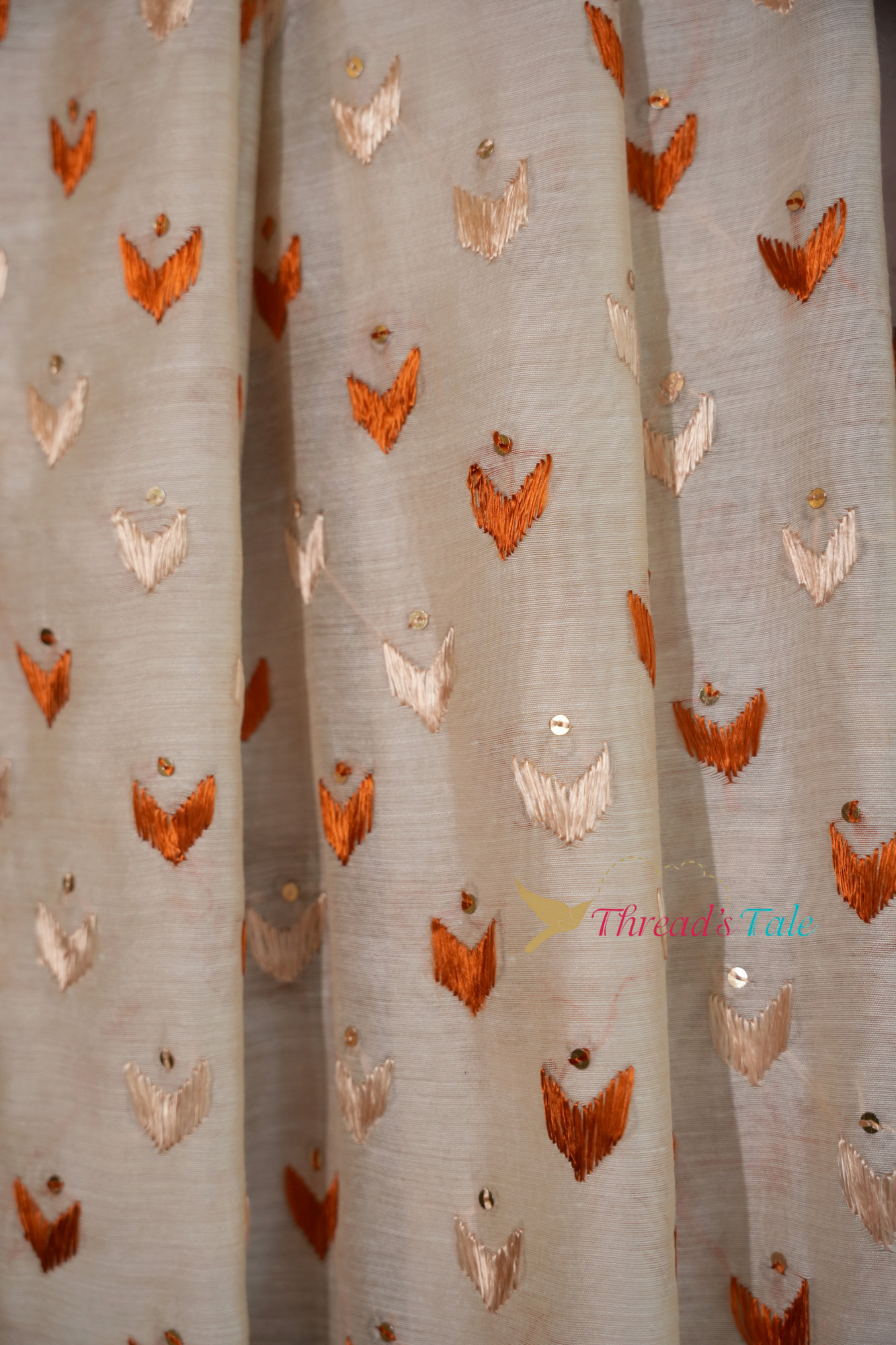 Beige Coffee Handcrafted Phulkari Dupatta