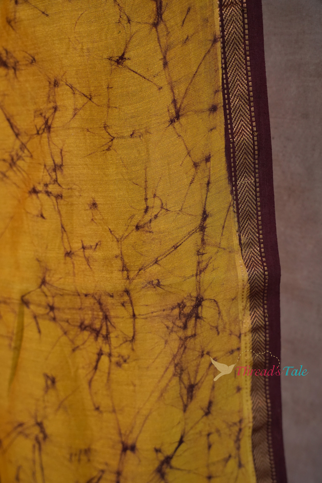 Mustard Yellow Brown Hand Painted Batik Dupatta