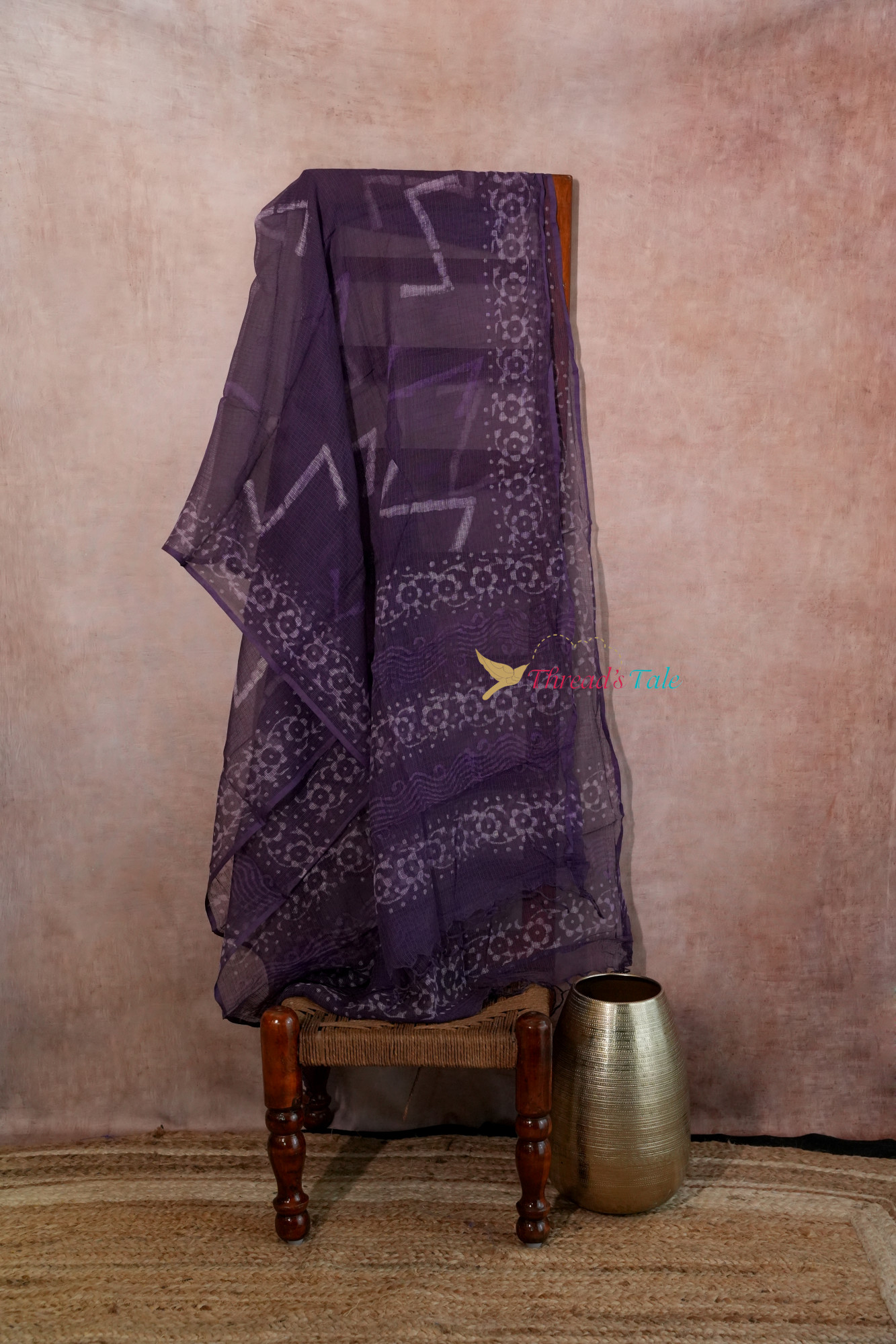 Midnight Purple Hand block Printed Kota Cotton Dupatta