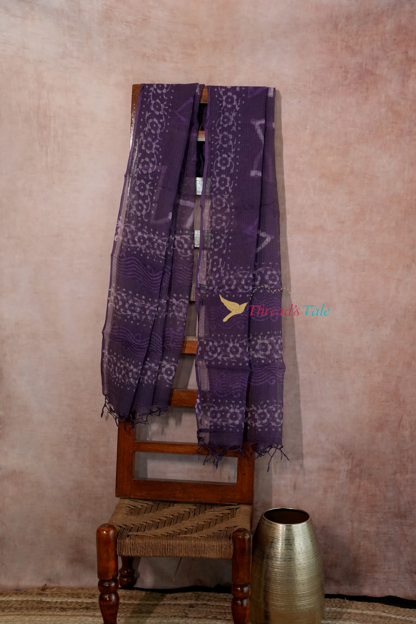 Midnight Purple Hand block Printed Kota Cotton Dupatta