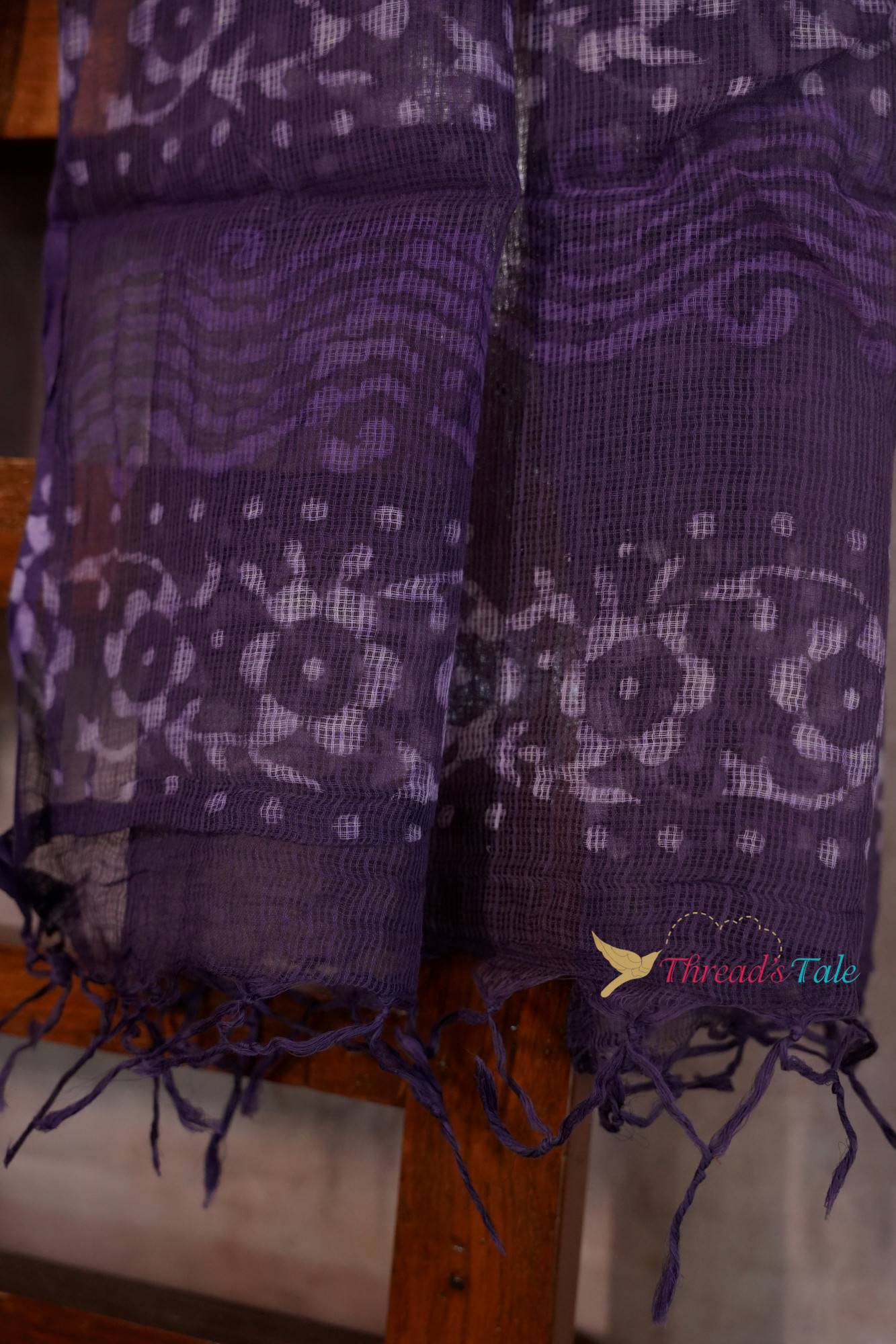 Midnight Purple Hand block Printed Kota Cotton Dupatta
