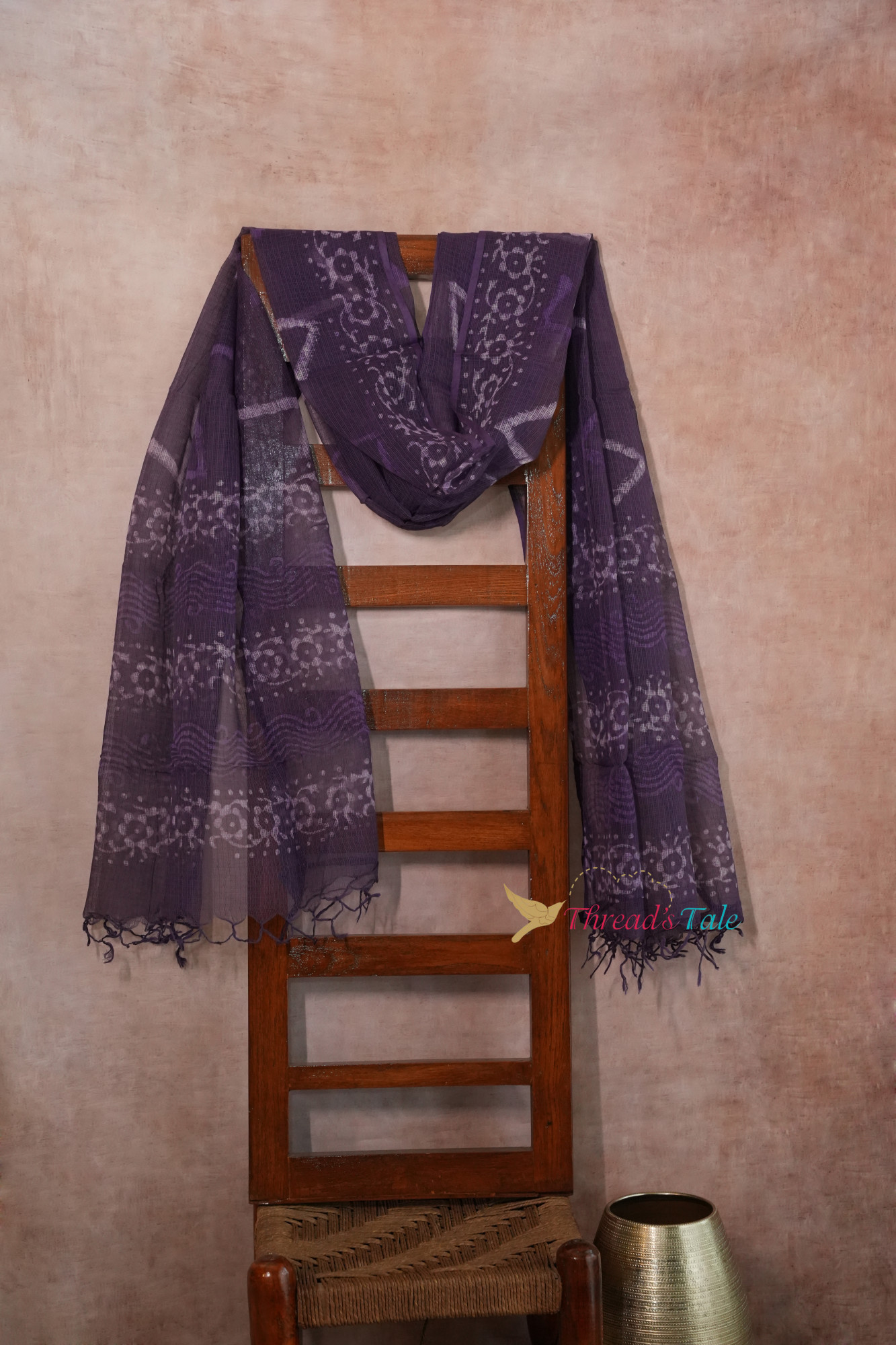 Midnight Purple Hand block Printed Kota Cotton Dupatta