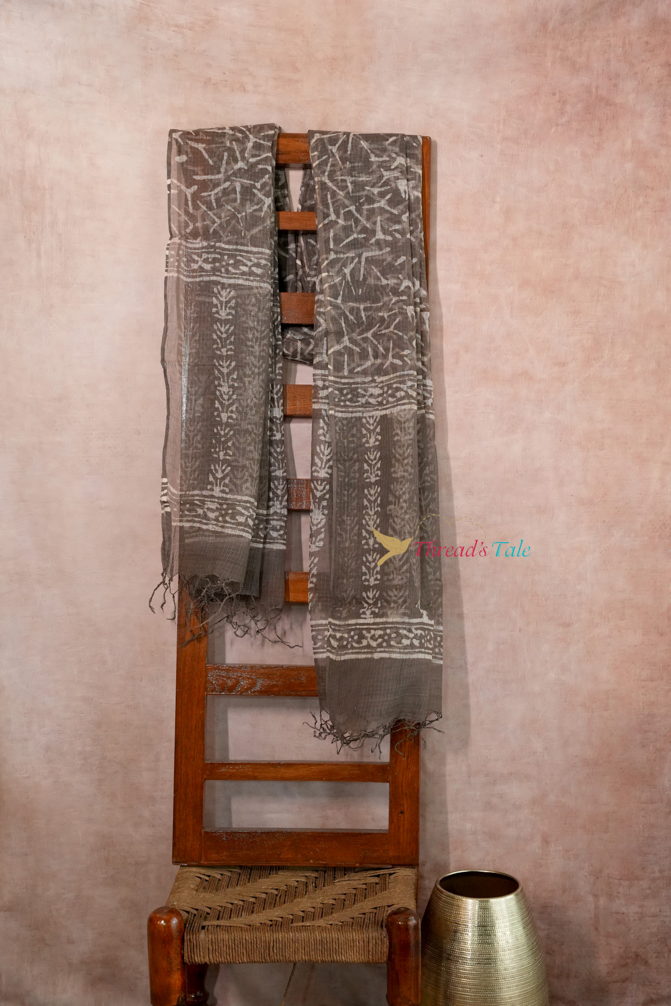 Beige Hand Block Kota Cotton Dupatta