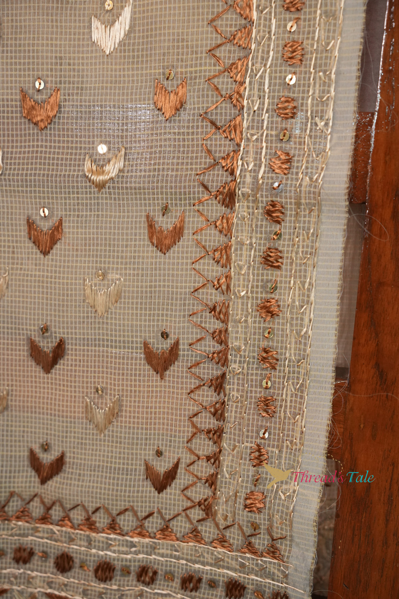 Ivory Handcrafted Phulkari Stole