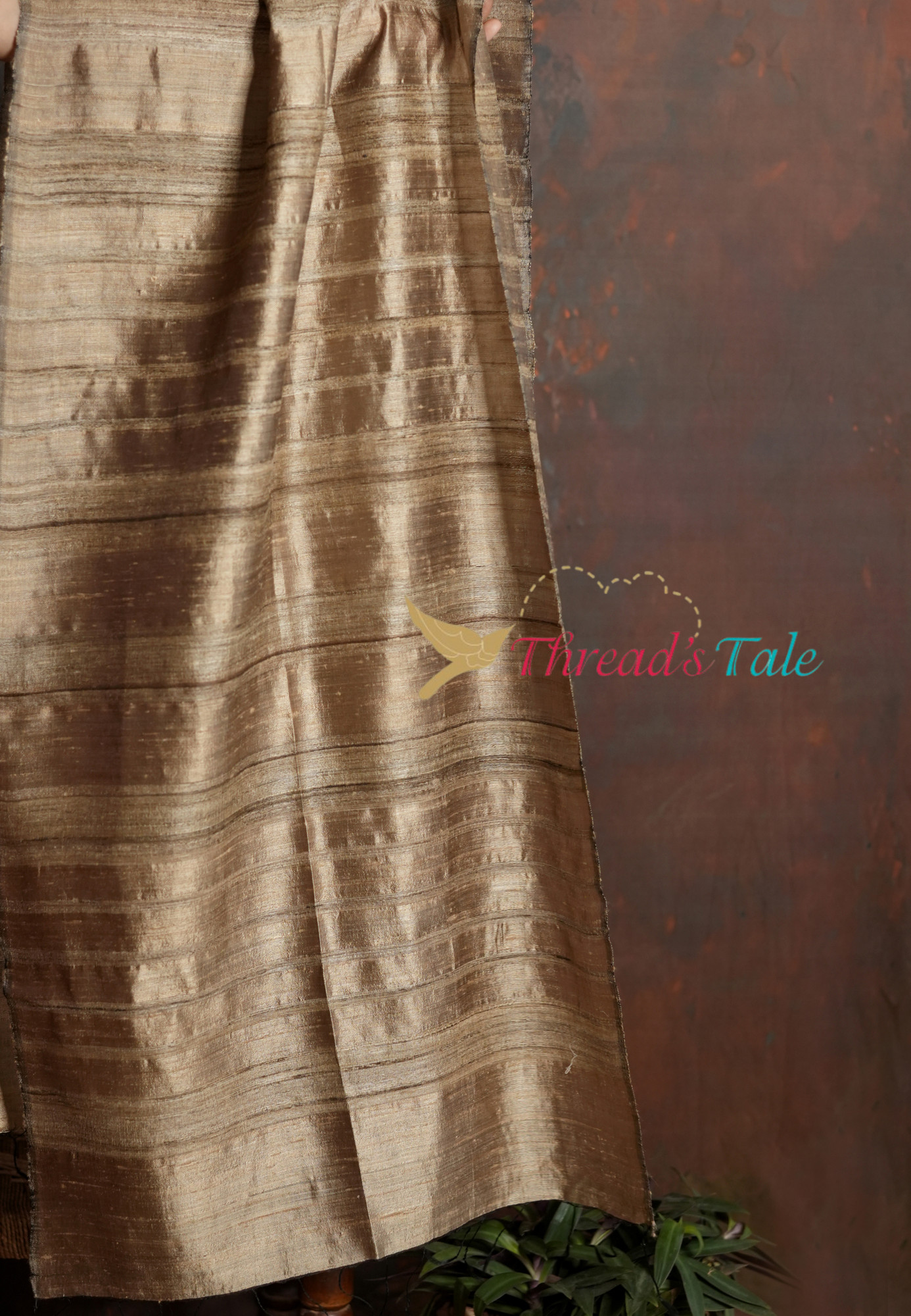 Handwoven Golden Brown Stole with Rustic Charm