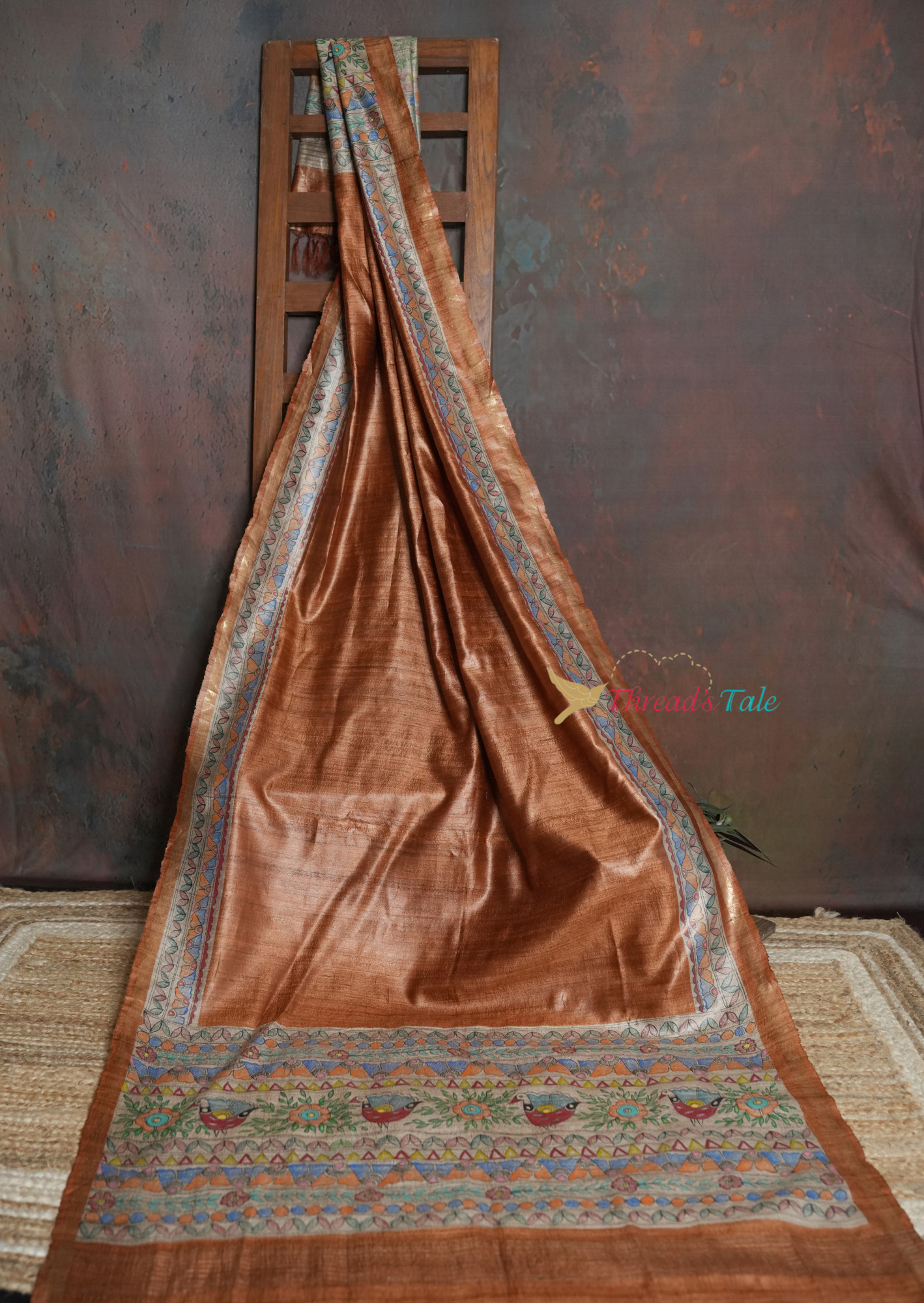 Handwoven Tussar Hand Painted Madhubani Dupatta