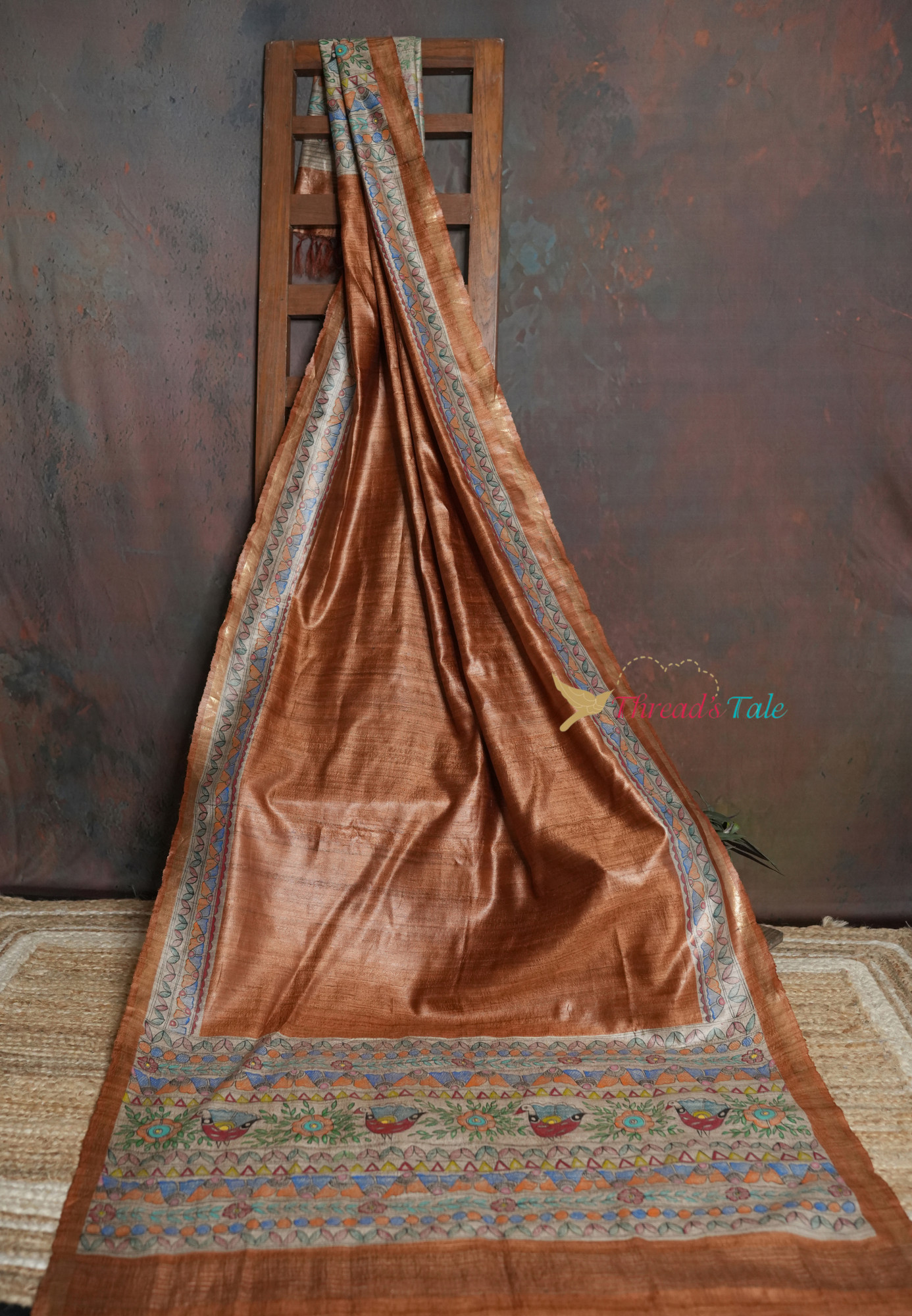 Handwoven Tussar Hand Painted Madhubani Dupatta