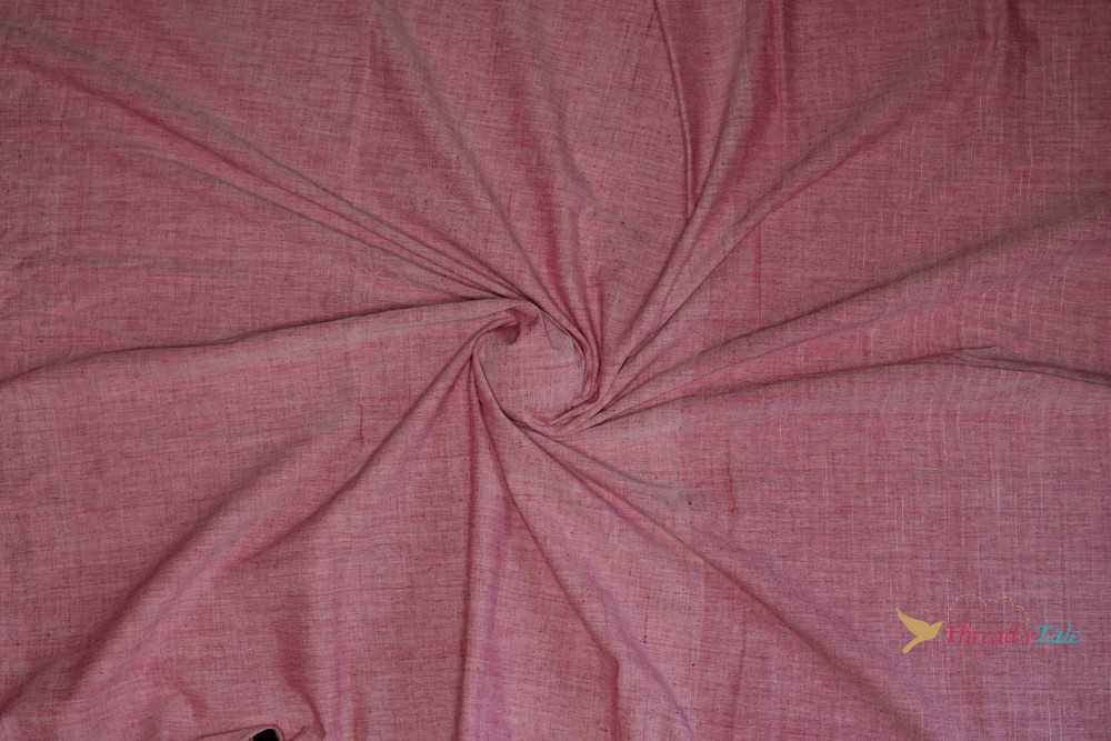 Image of Rose Pink Khadi Cotton Handwoven Fabric