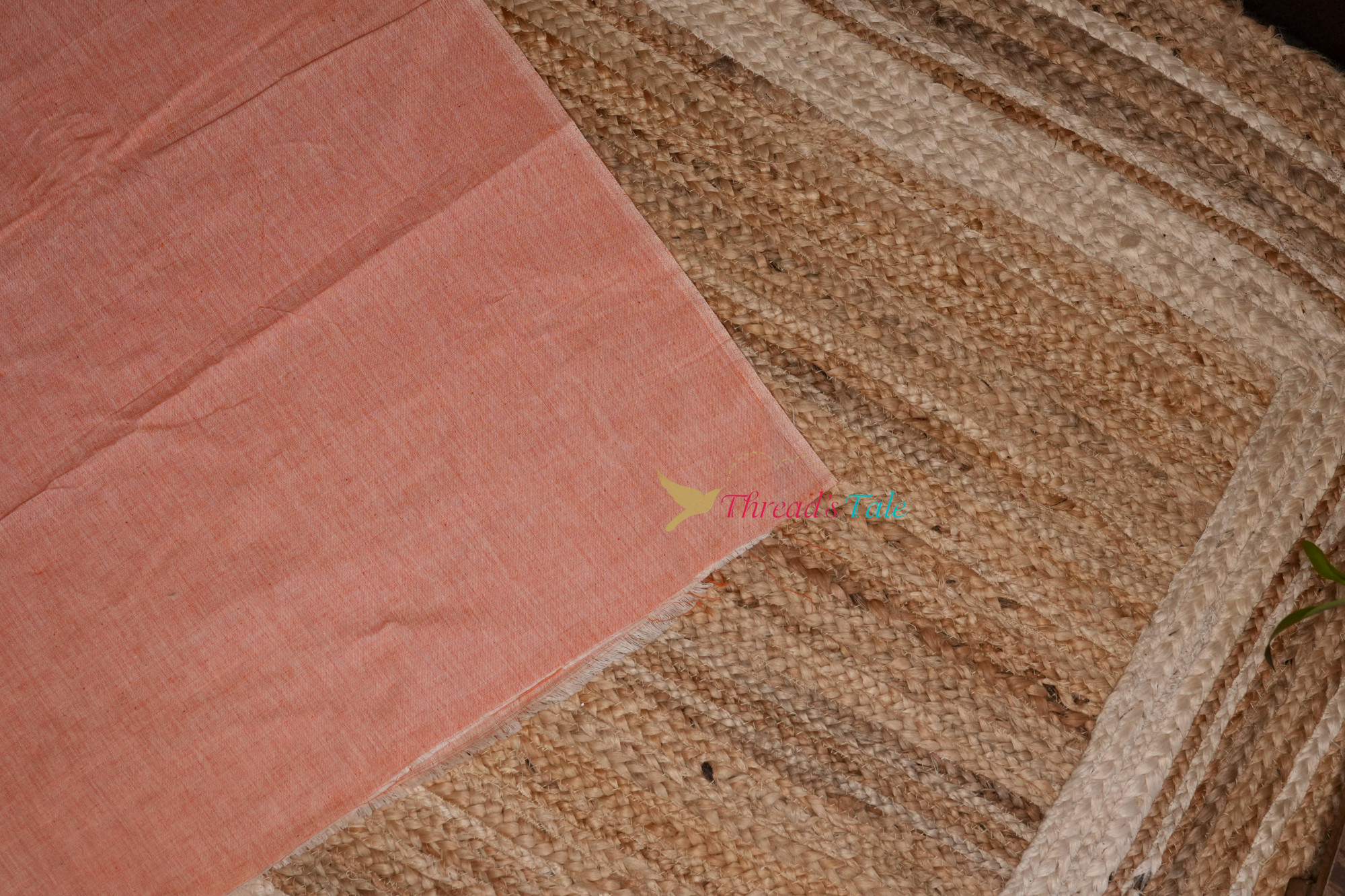 Peach Khadi Cotton Handwoven Fabric
