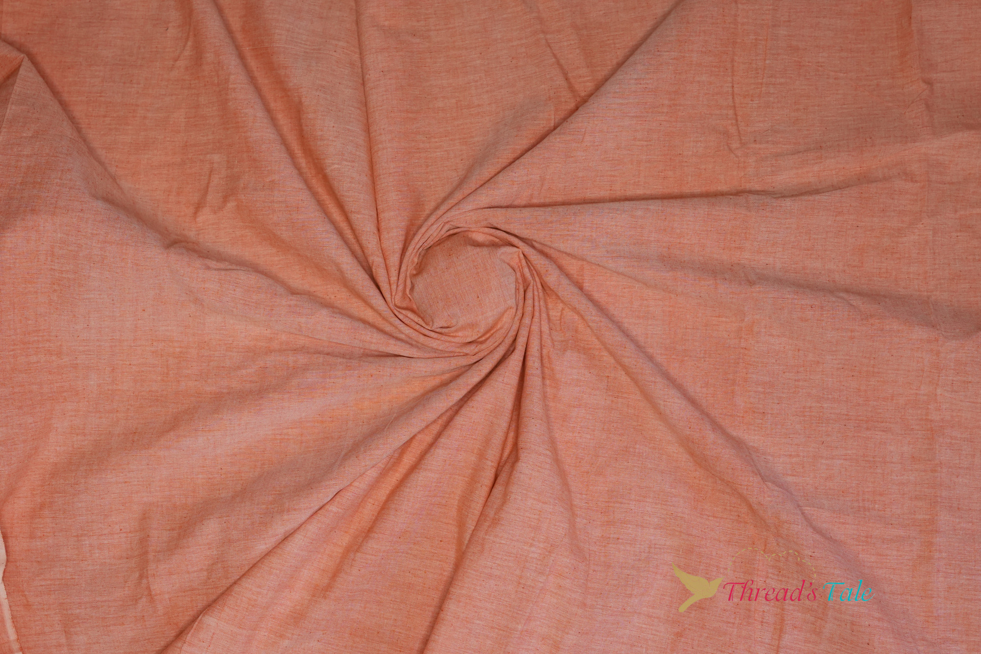 Peach Khadi Cotton Handwoven Fabric