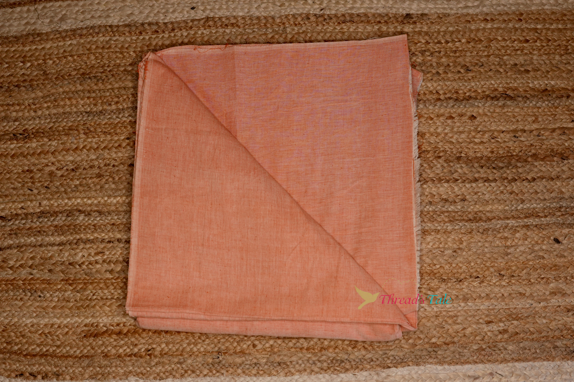 Peach Khadi Cotton Handwoven Fabric