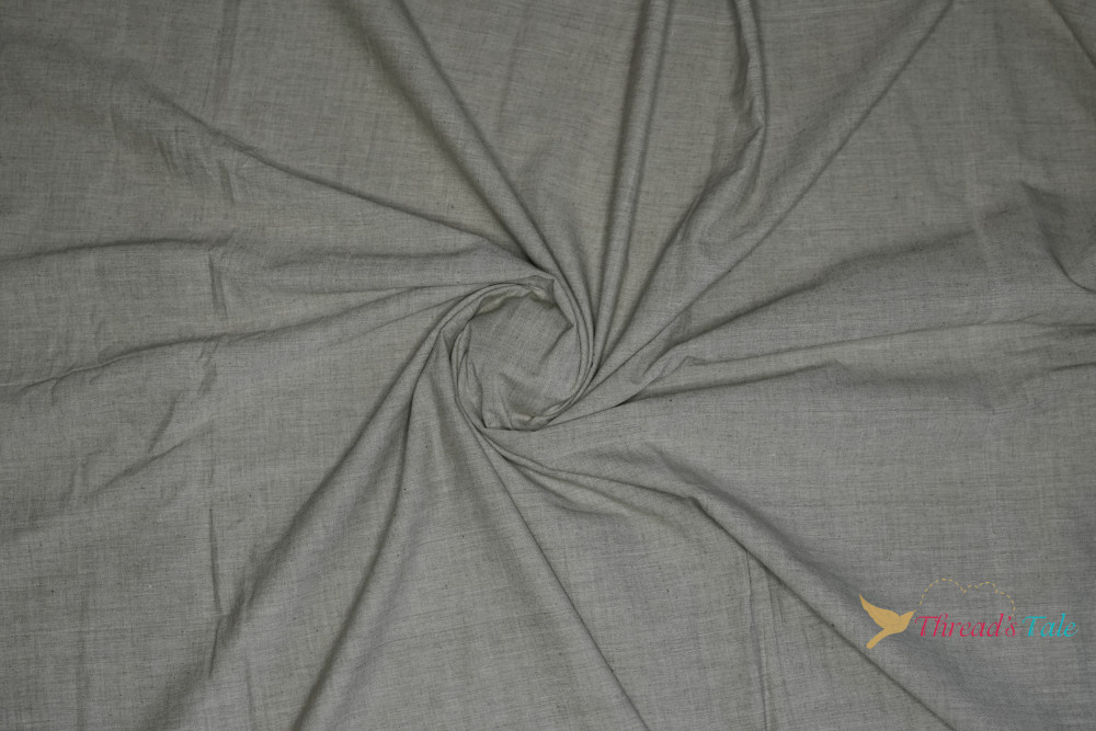 Image of Ash Grey Khadi Cotton Handwoven Fabric