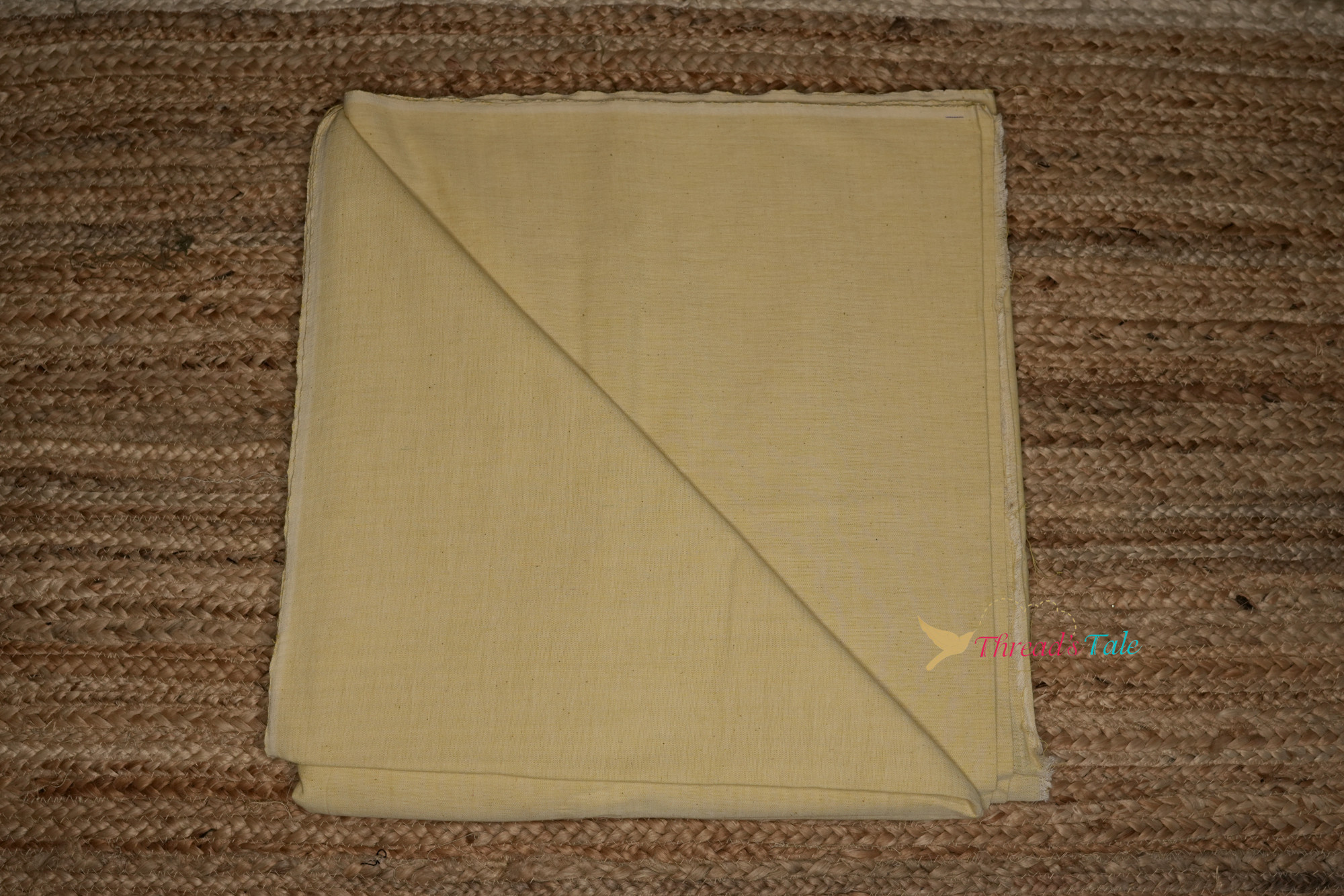 Natural Beige Khadi Cotton Handwoven Fabric