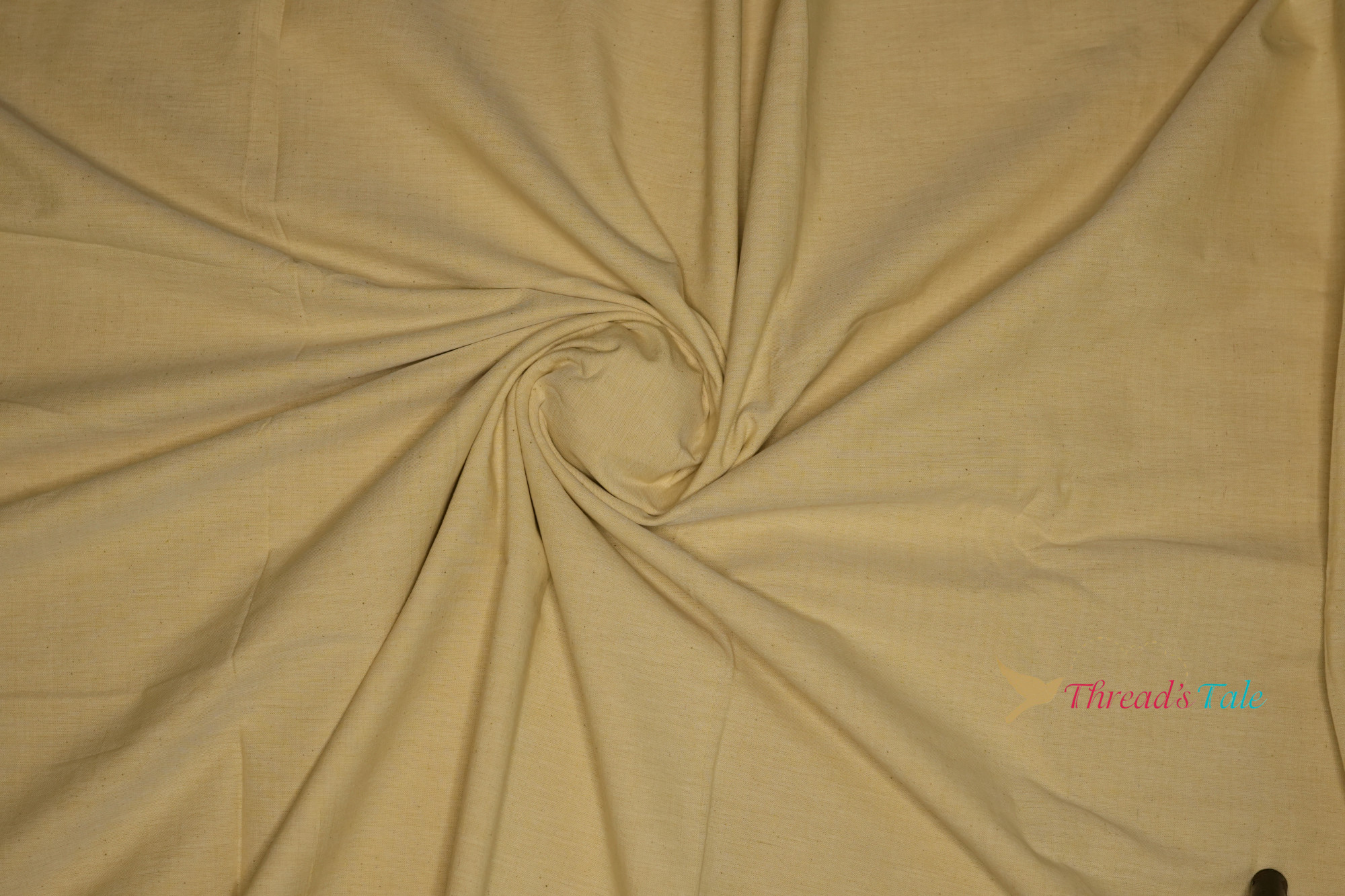 Natural Beige Khadi Cotton Handwoven Fabric