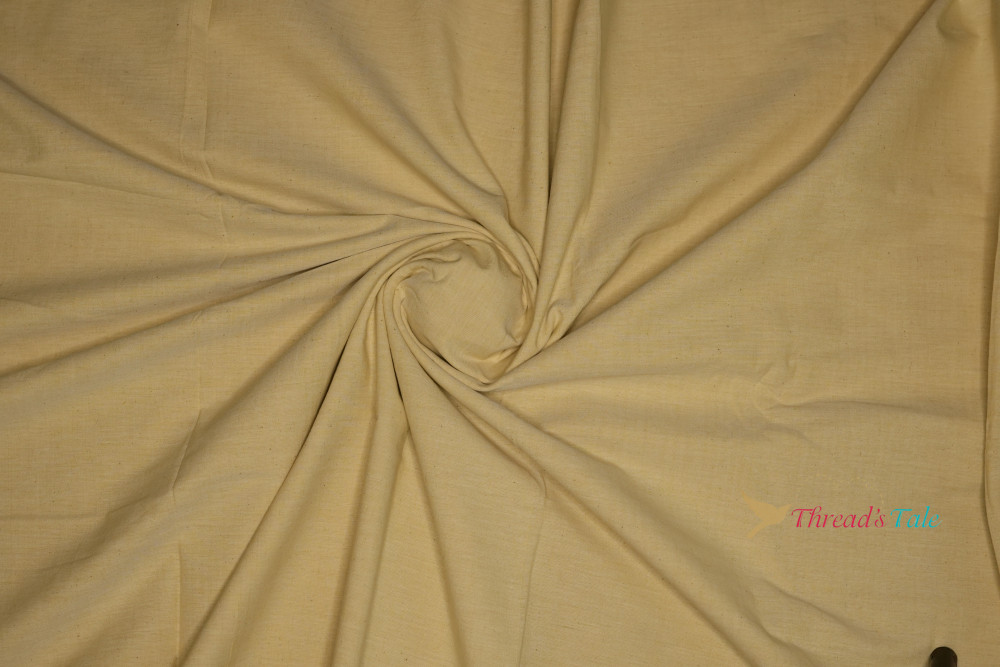 Image of Natural Beige Khadi Cotton Handwoven Fabric