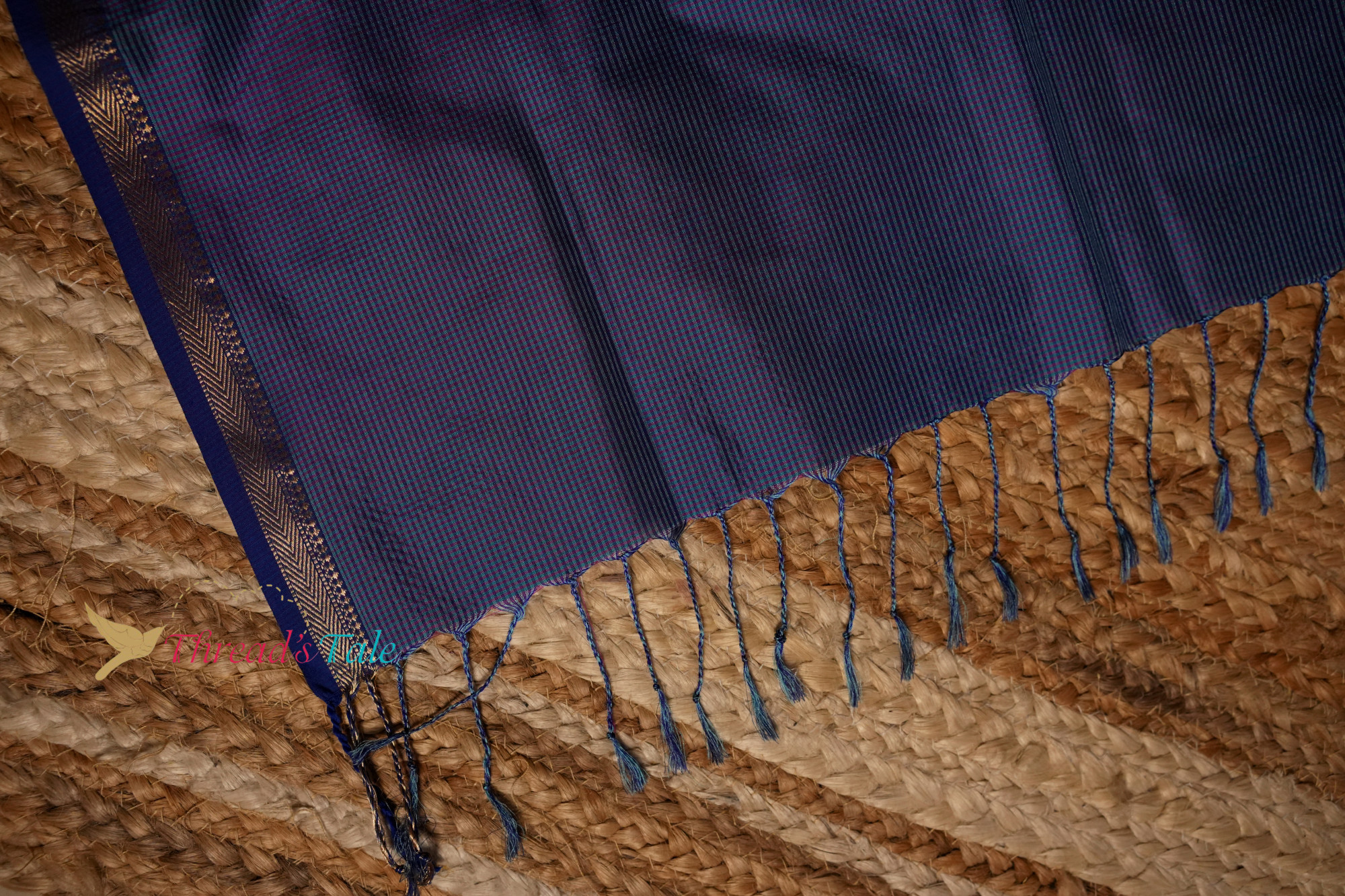 Blue Handwoven Textured Pure Silk Stole