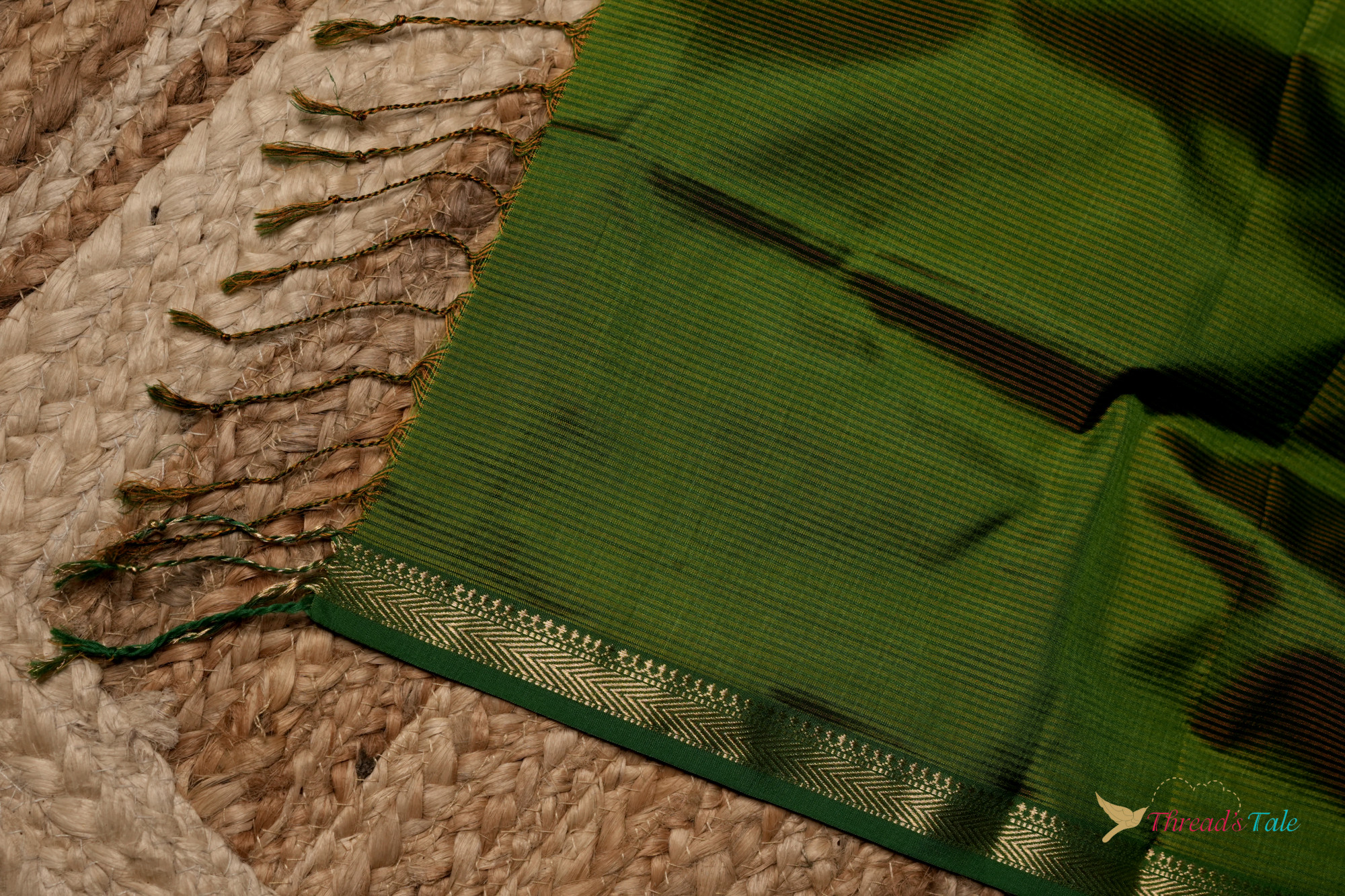 Green Handwoven Textured Pure Silk Stole
