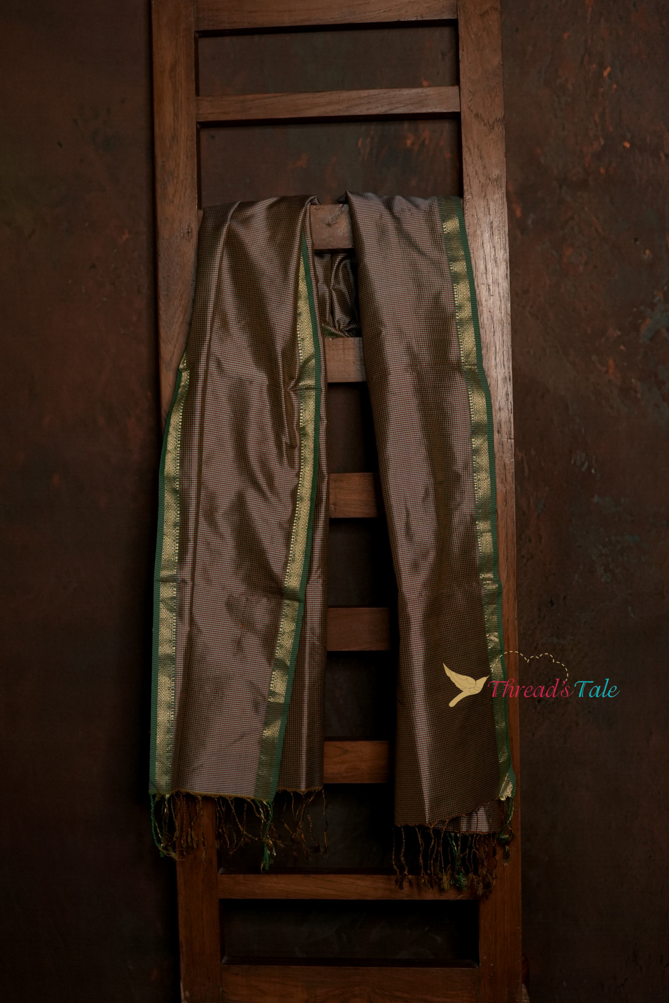 Beige Handwoven Textured Pure Silk Stole