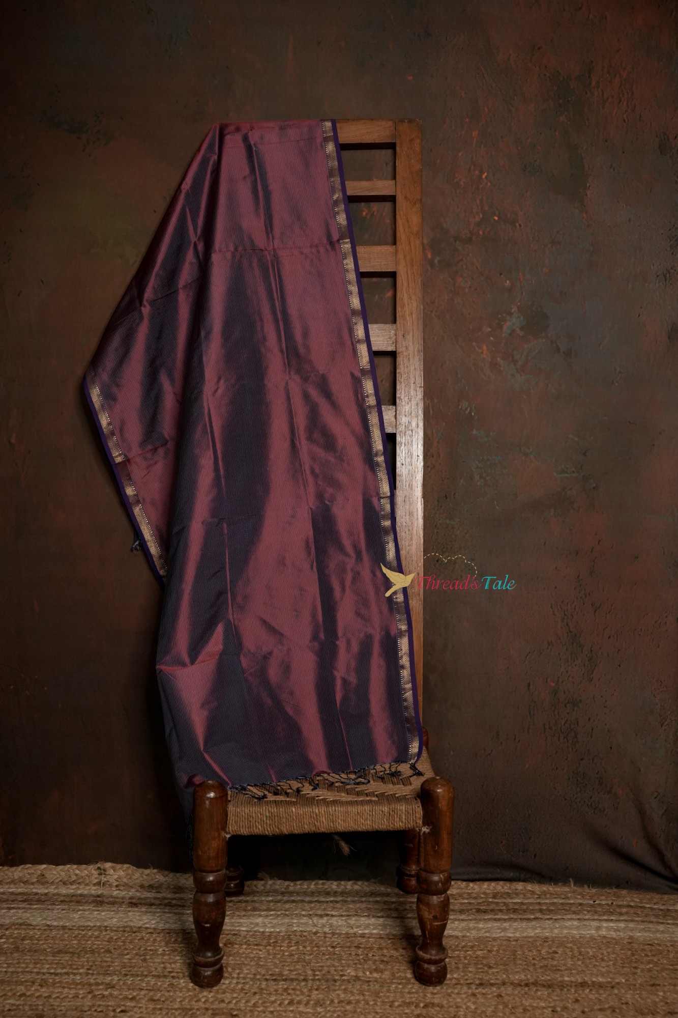 Violet Blue Handwoven Textured Pure Silk Stole