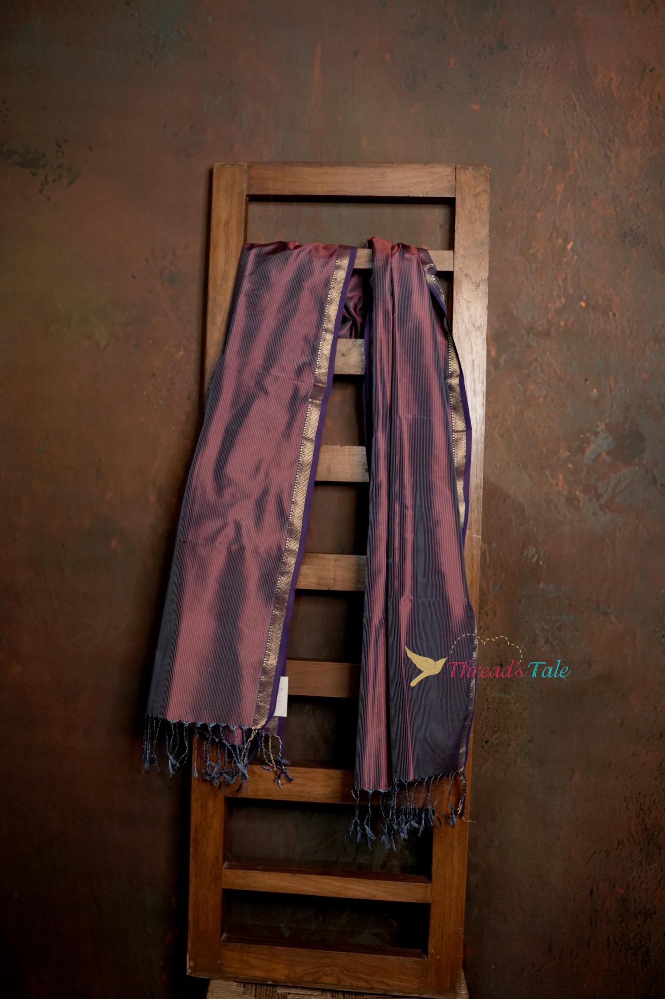 Violet Blue Handwoven Textured Pure Silk Stole