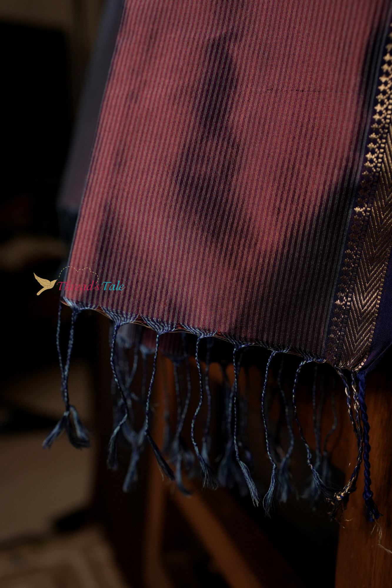 Violet Blue Handwoven Textured Pure Silk Stole