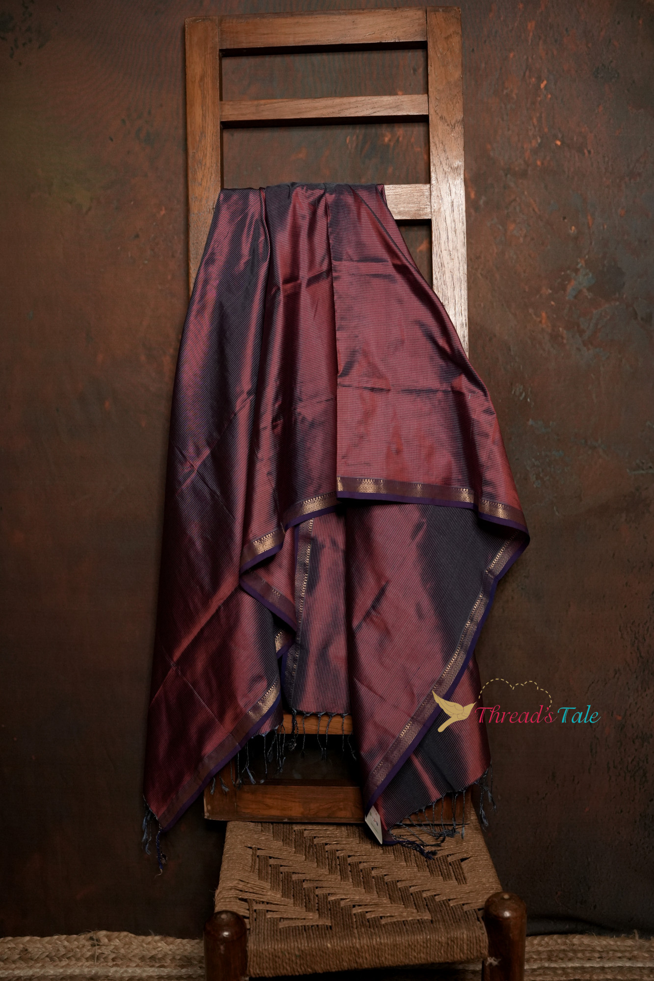 Violet Blue Handwoven Textured Pure Silk Stole