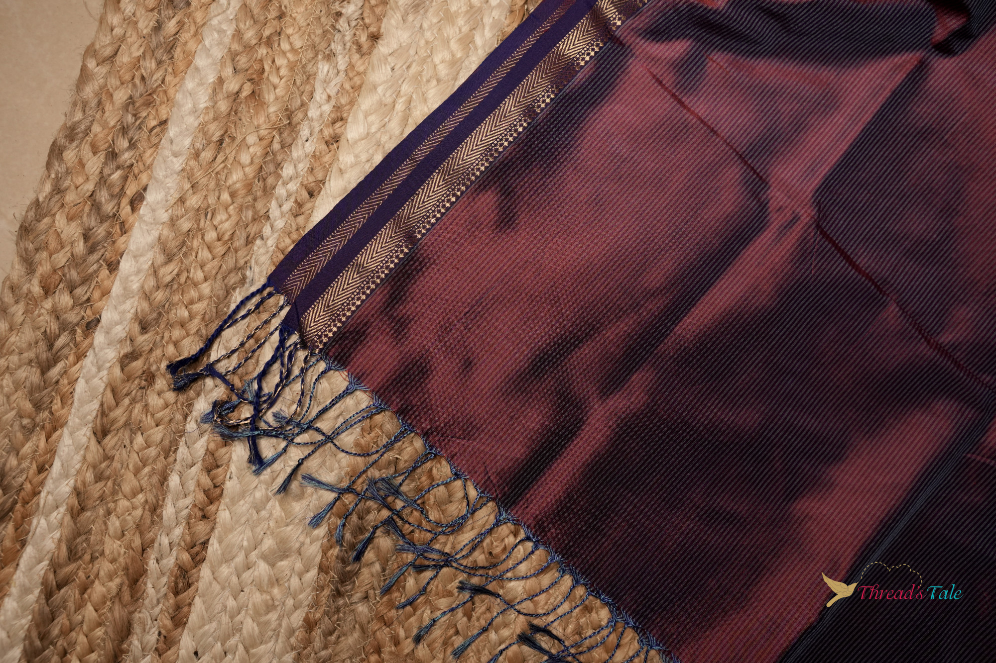 Violet Blue Handwoven Textured Pure Silk Stole