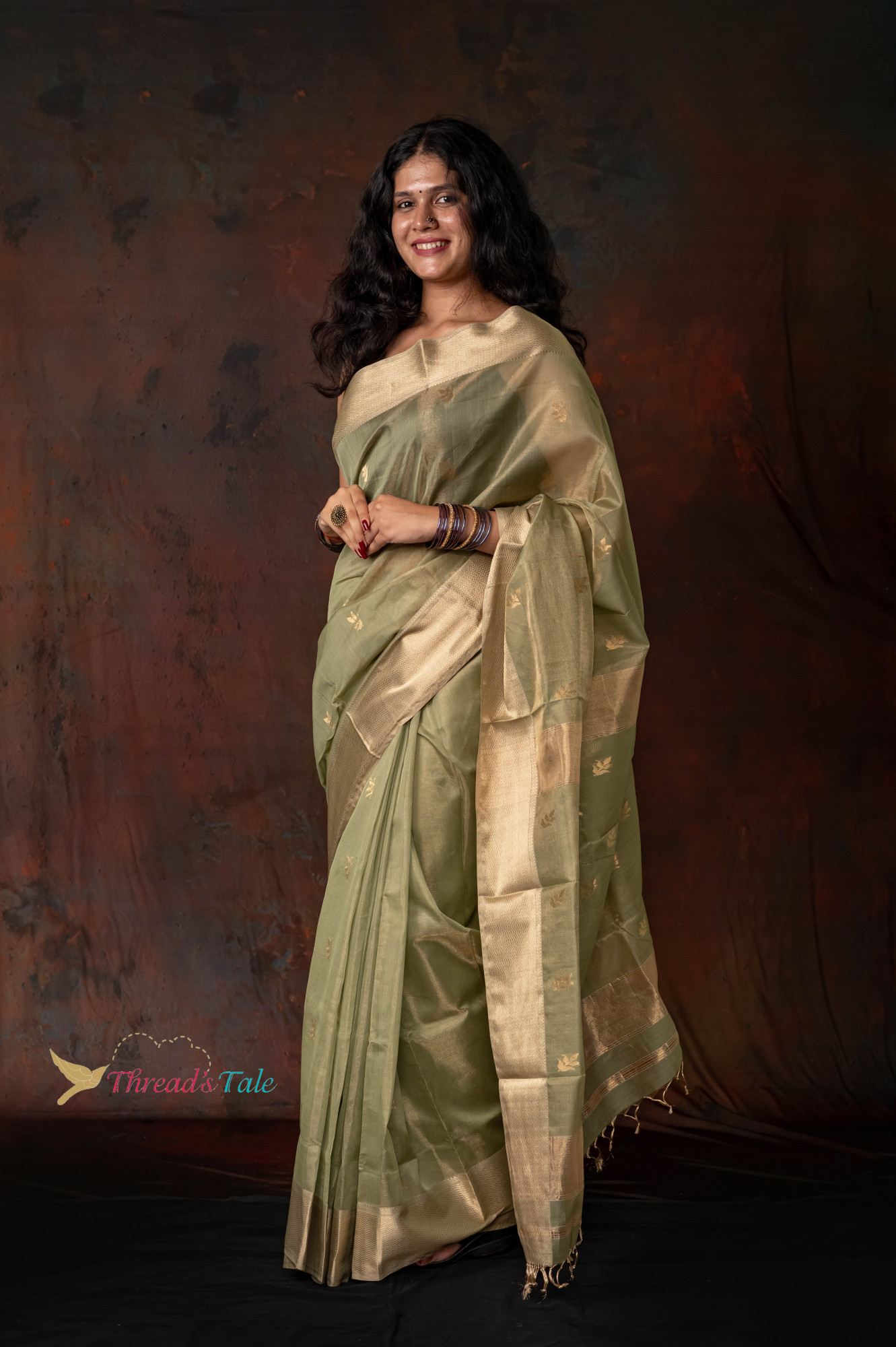 Mint Green Handwoven Golden Tissue Saree