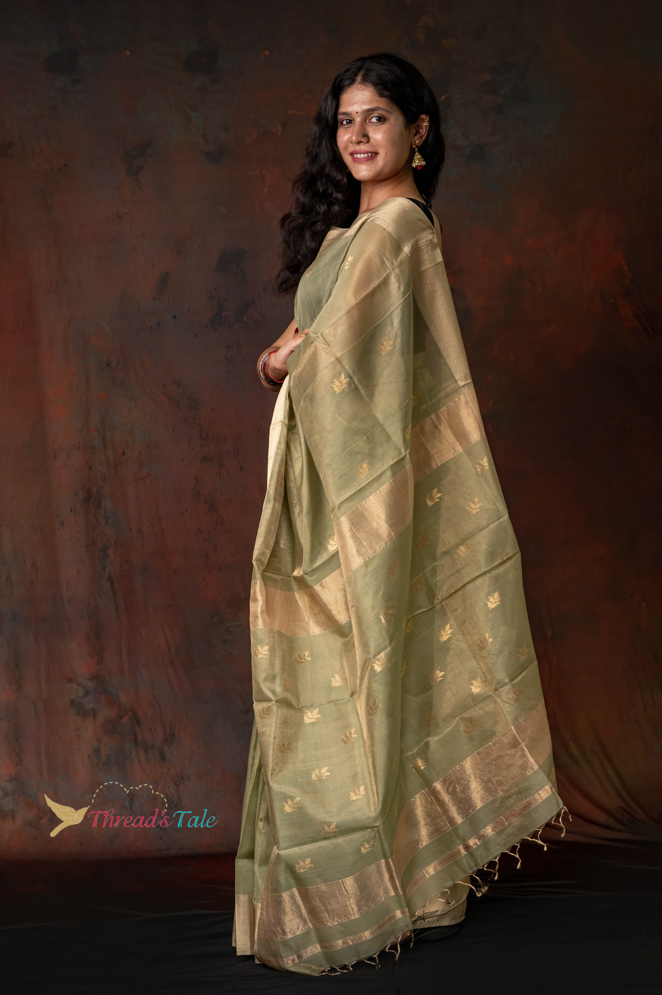 Mint Green Handwoven Golden Tissue Saree