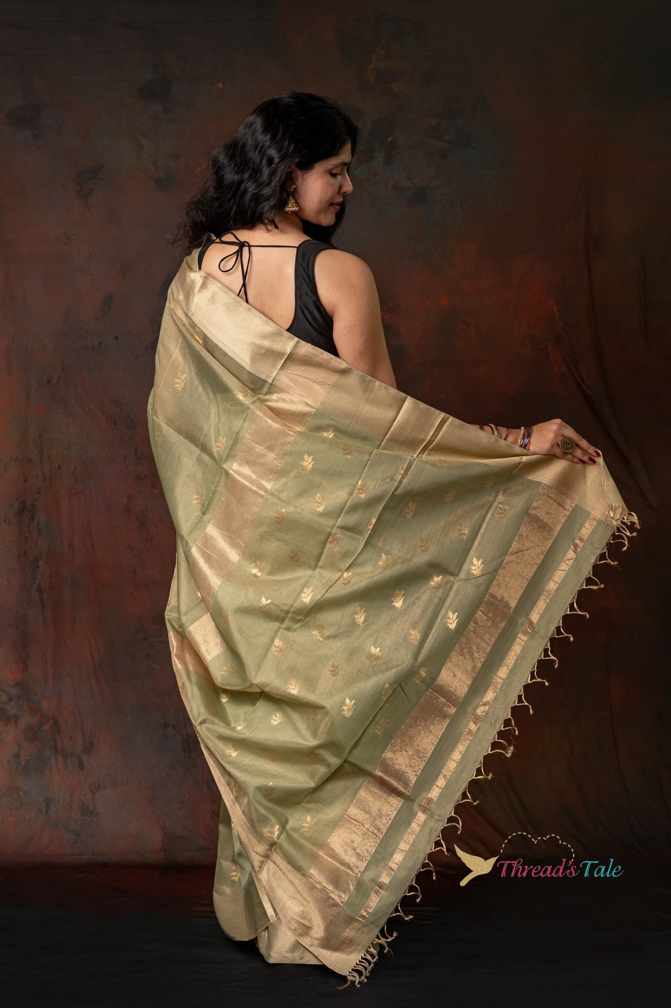 Mint Green Handwoven Golden Tissue Saree