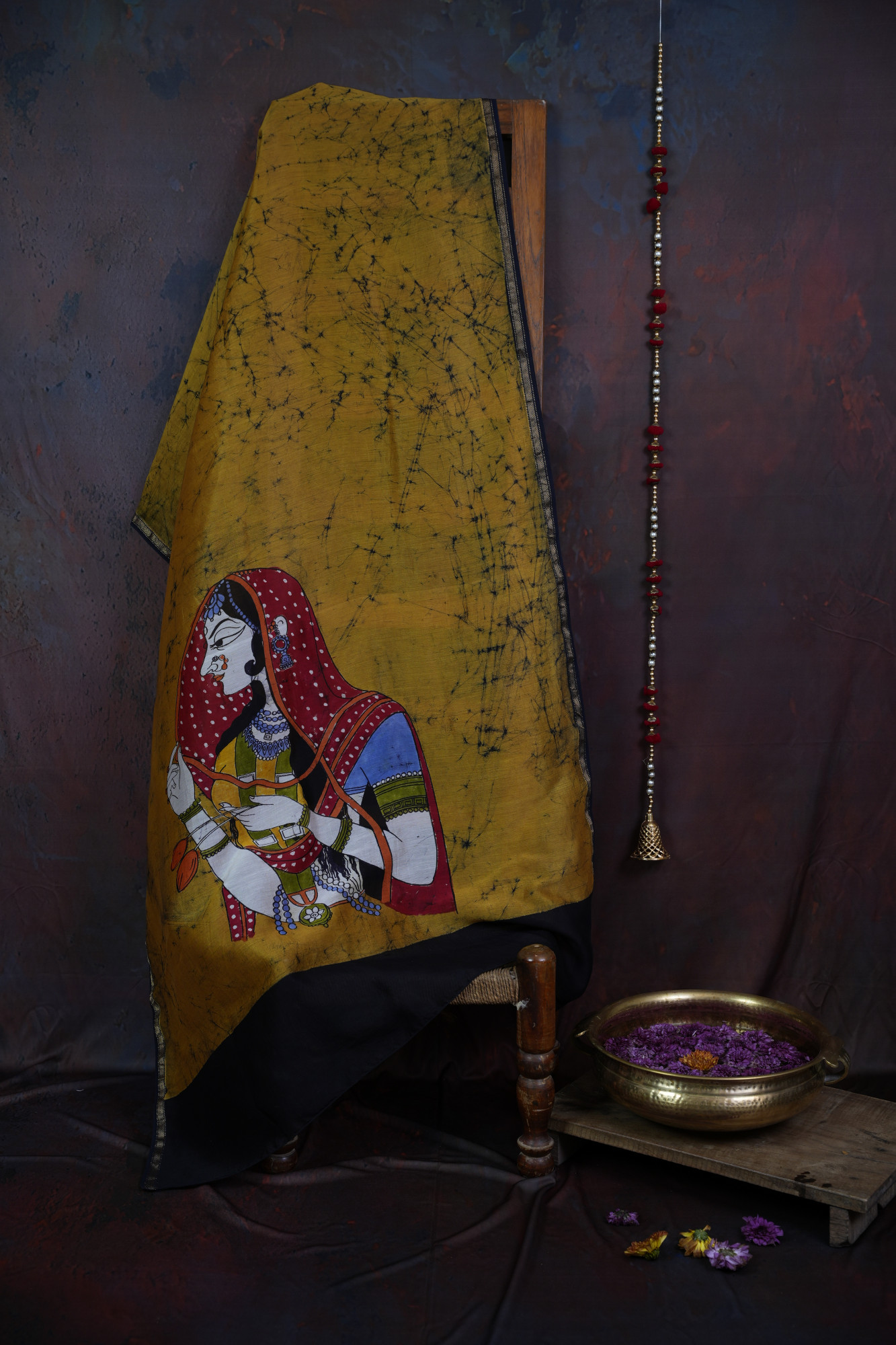 Handcrafted Mustard Batik Dupatta With Padmavati Design