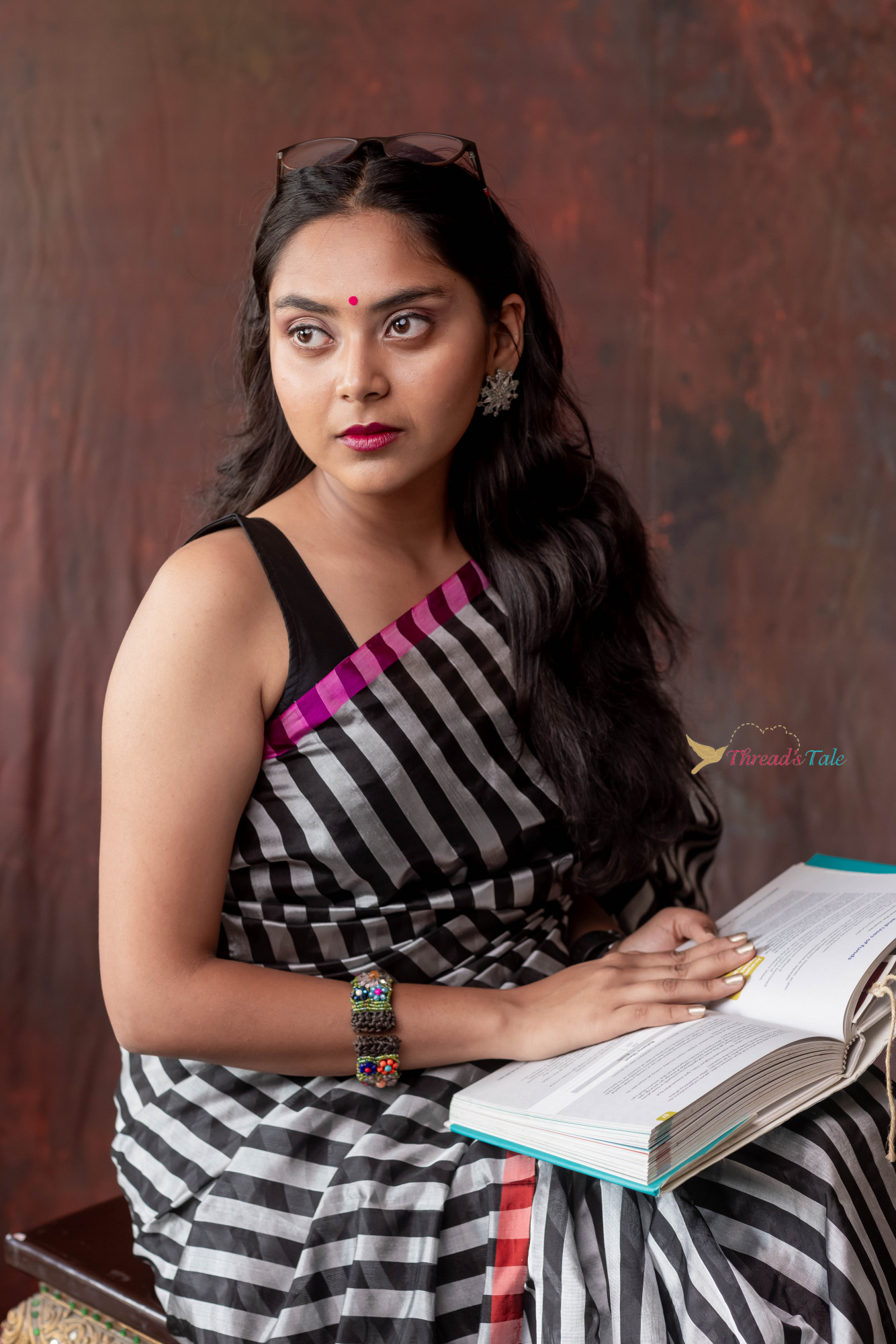 Black And Silver Stripes Handwoven Chanderi Pure Silk Saree