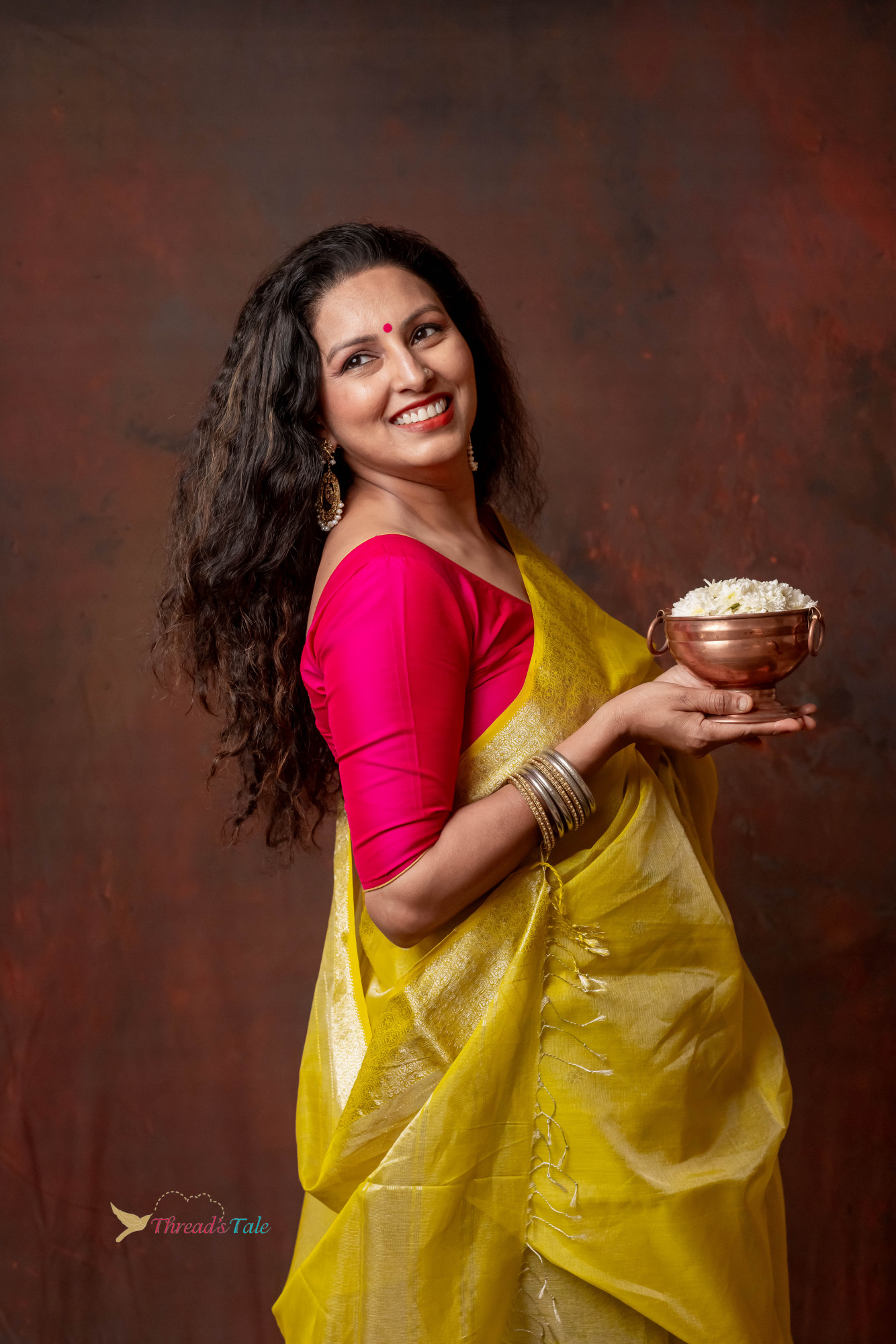 Sunshine Yellow Silver Handwoven Tissue Saree