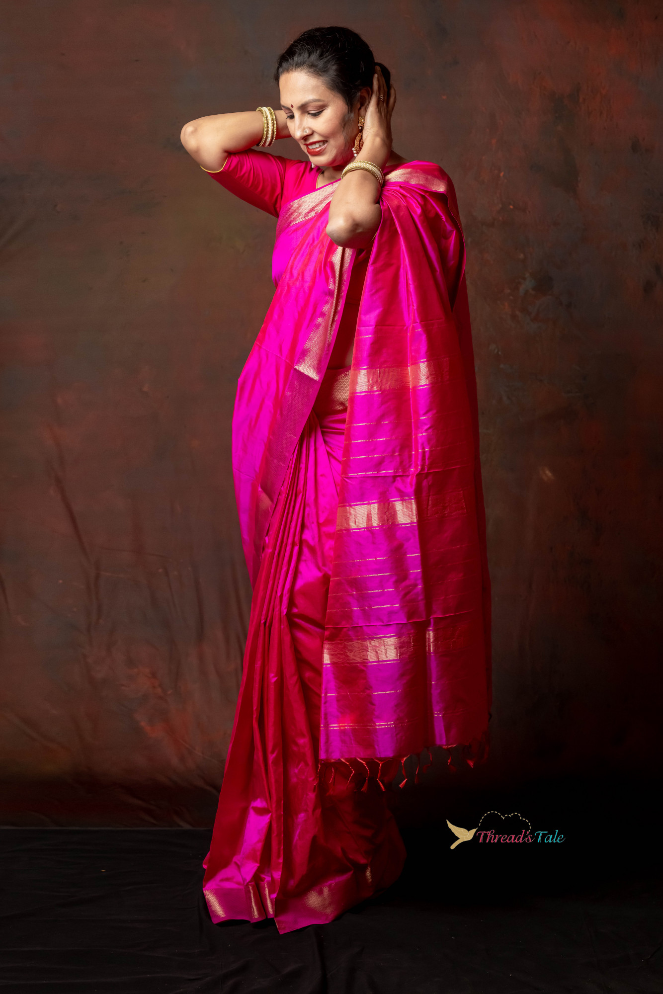Lustrous Pink Handwoven Pure Silk Saree