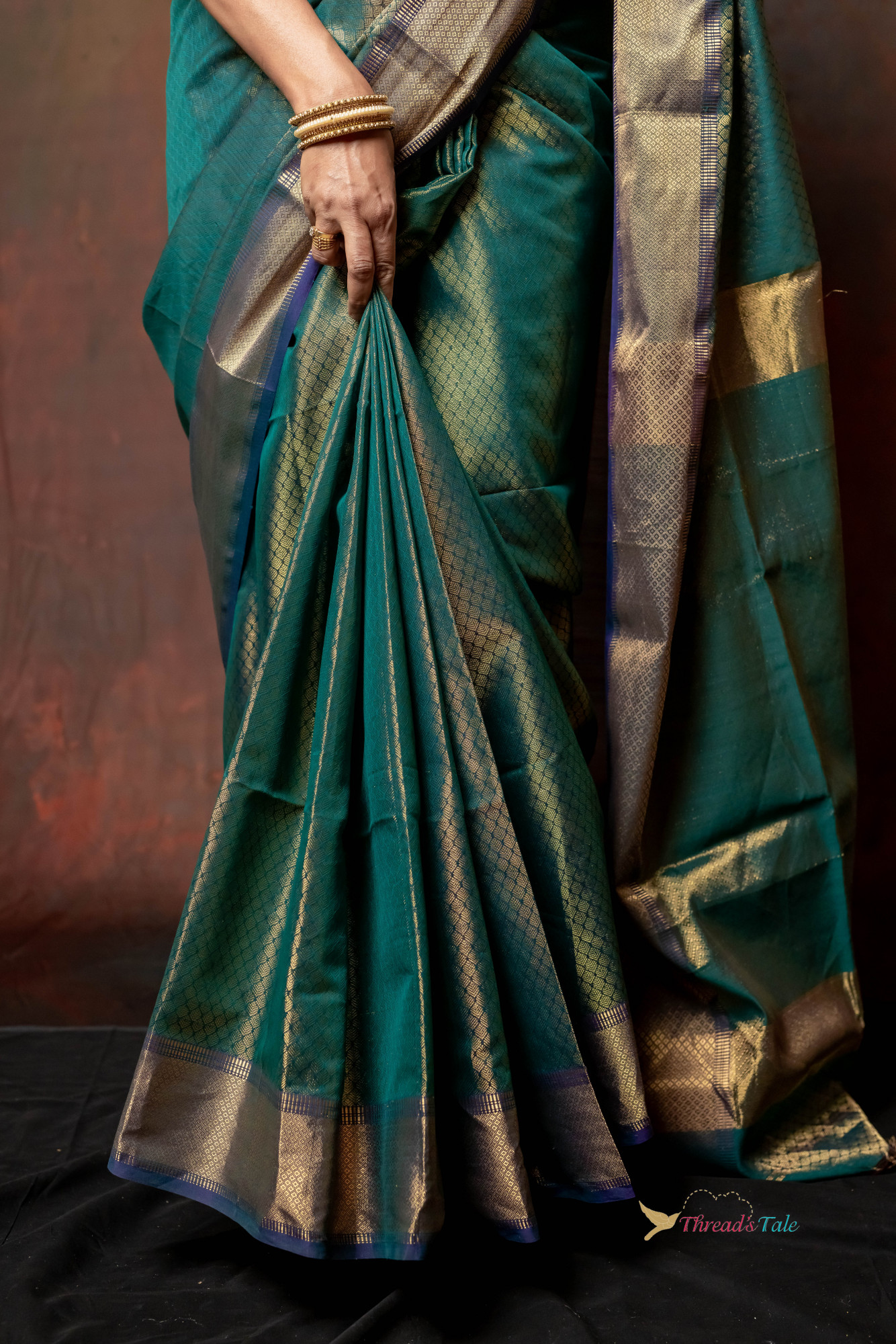 Peacock Blue Handwoven Brocade Saree