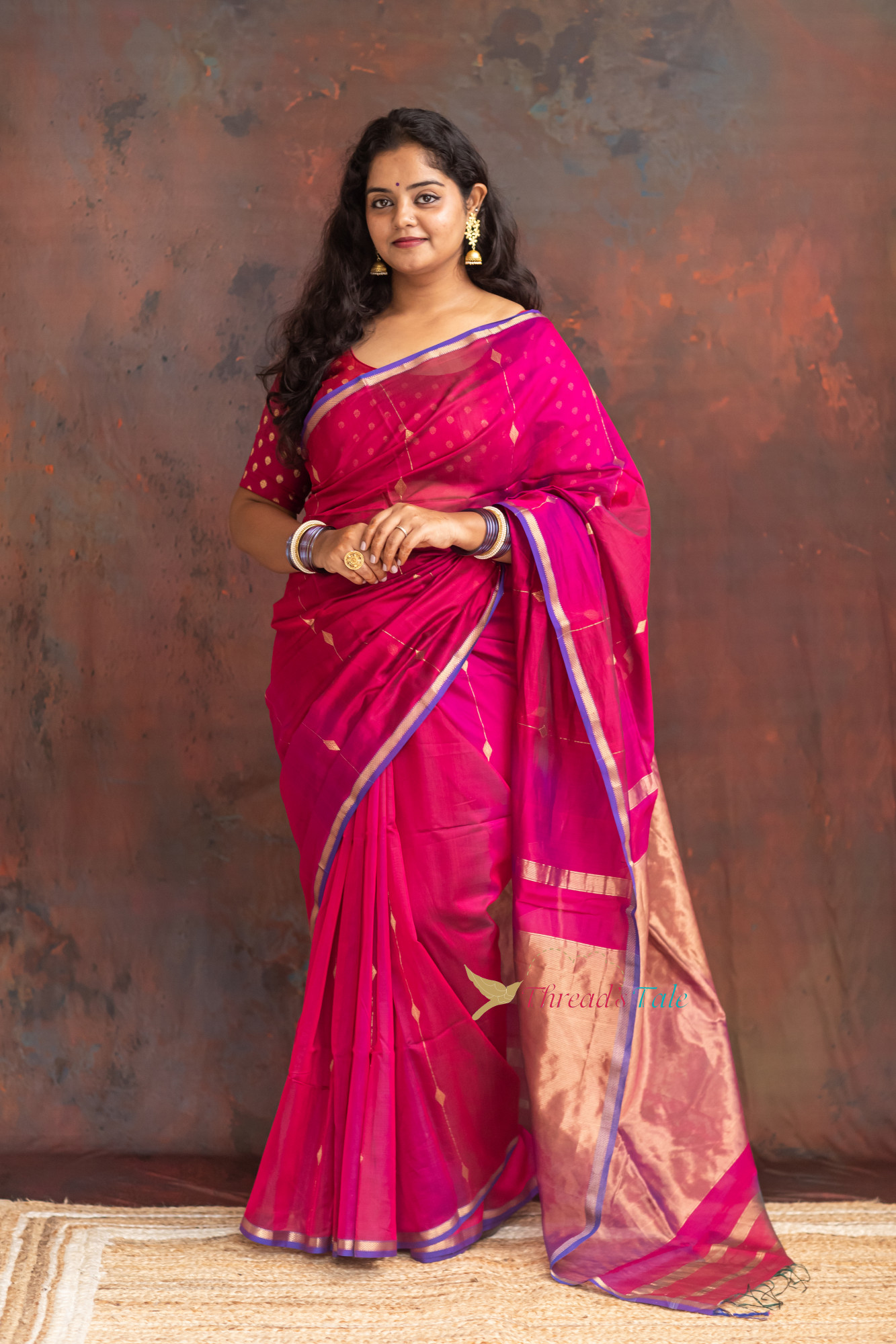 Violet Pink Handwoven Shaded Saree