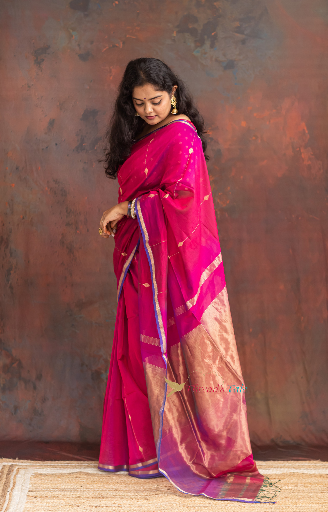 Violet Pink Handwoven Shaded Saree