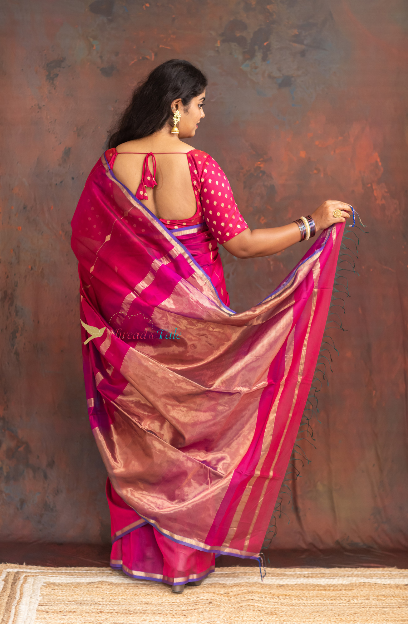 Violet Pink Handwoven Shaded Saree