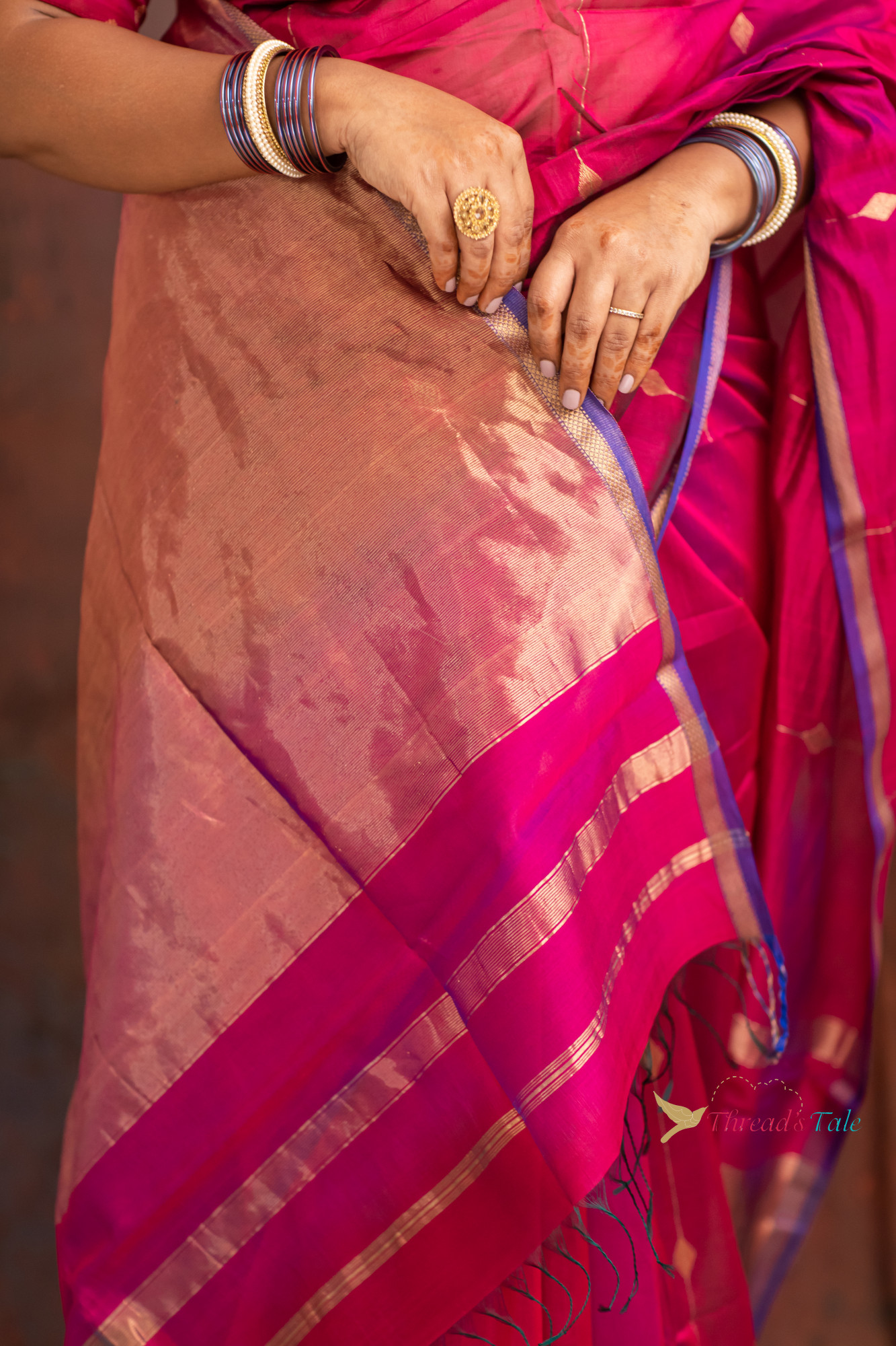 Violet Pink Handwoven Shaded Saree