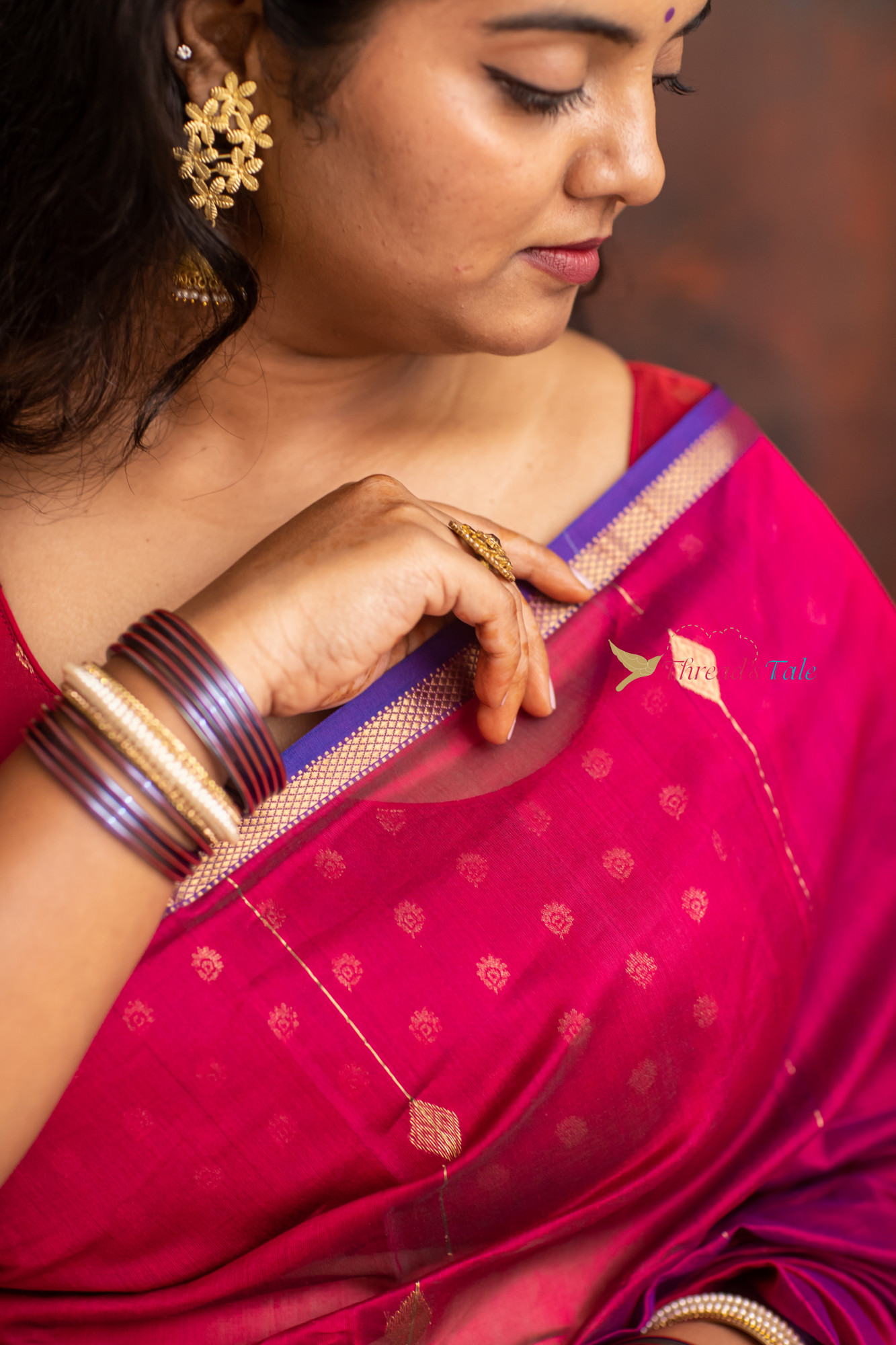 Violet Pink Handwoven Shaded Saree