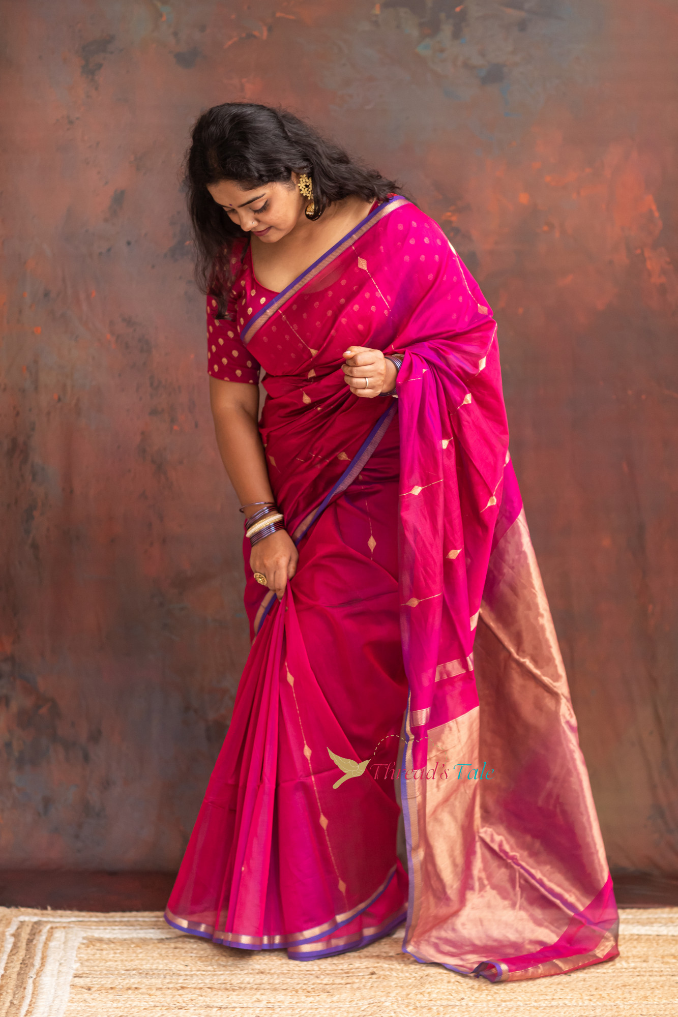 Violet Pink Handwoven Shaded Saree