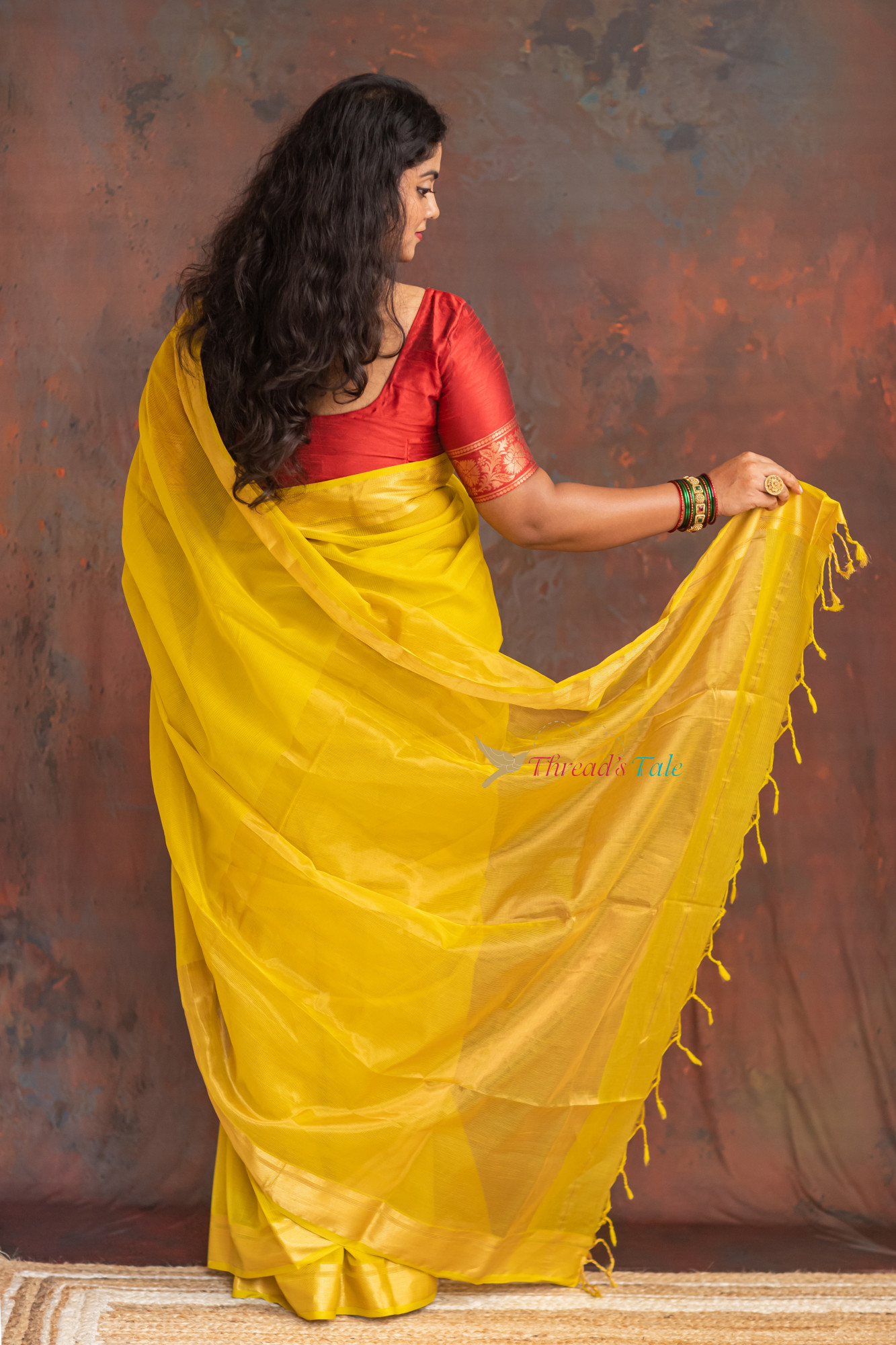 Sunshine Yellow Handwoven Maheshwari Saree