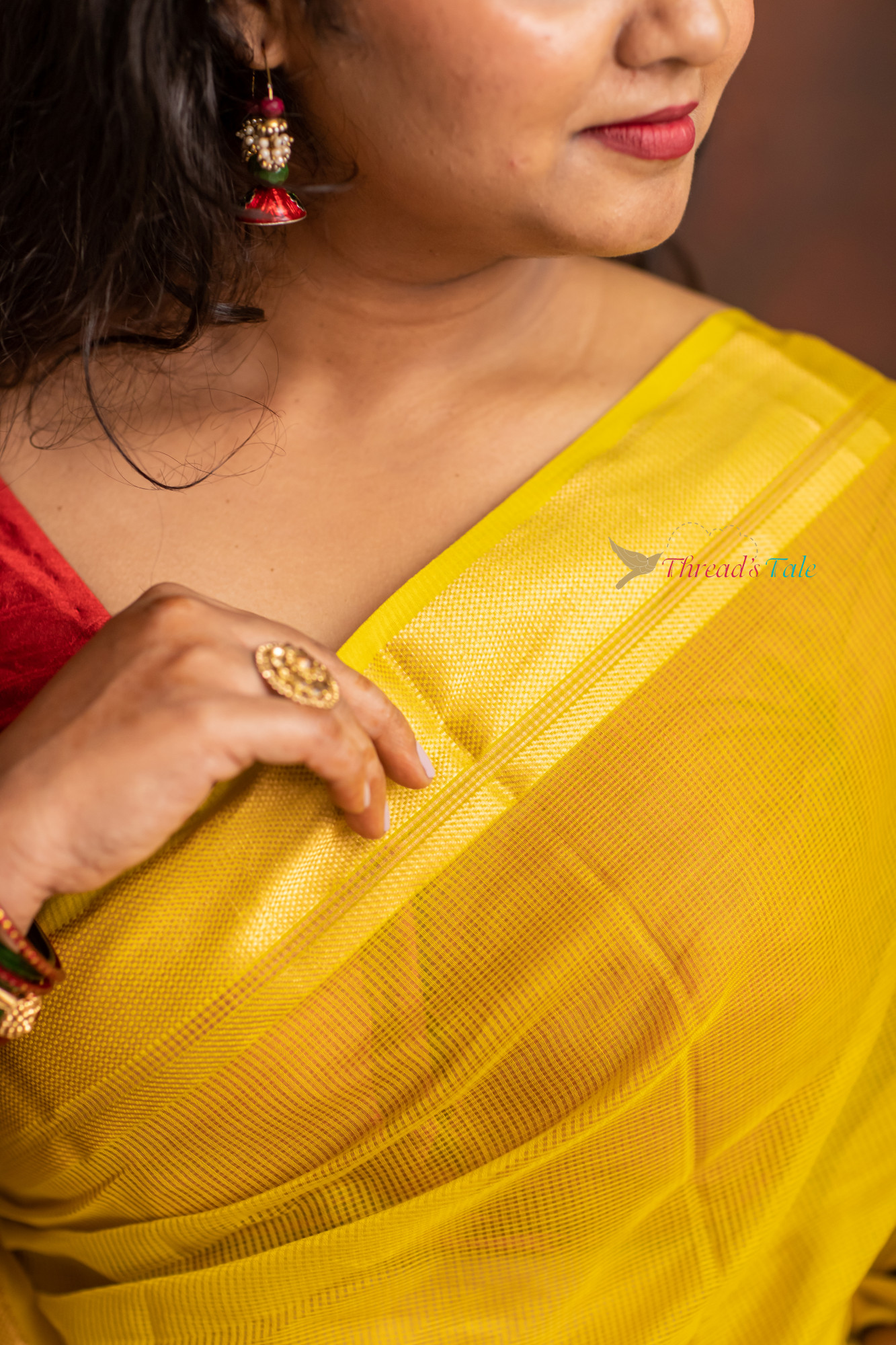 Sunshine Yellow Handwoven Maheshwari Saree