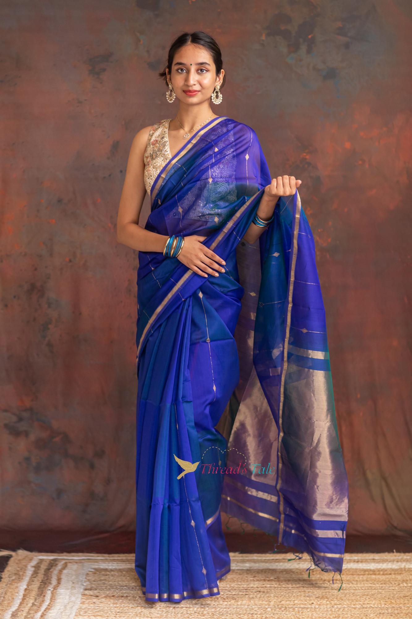 Blue Shaded Handwoven  Saree
